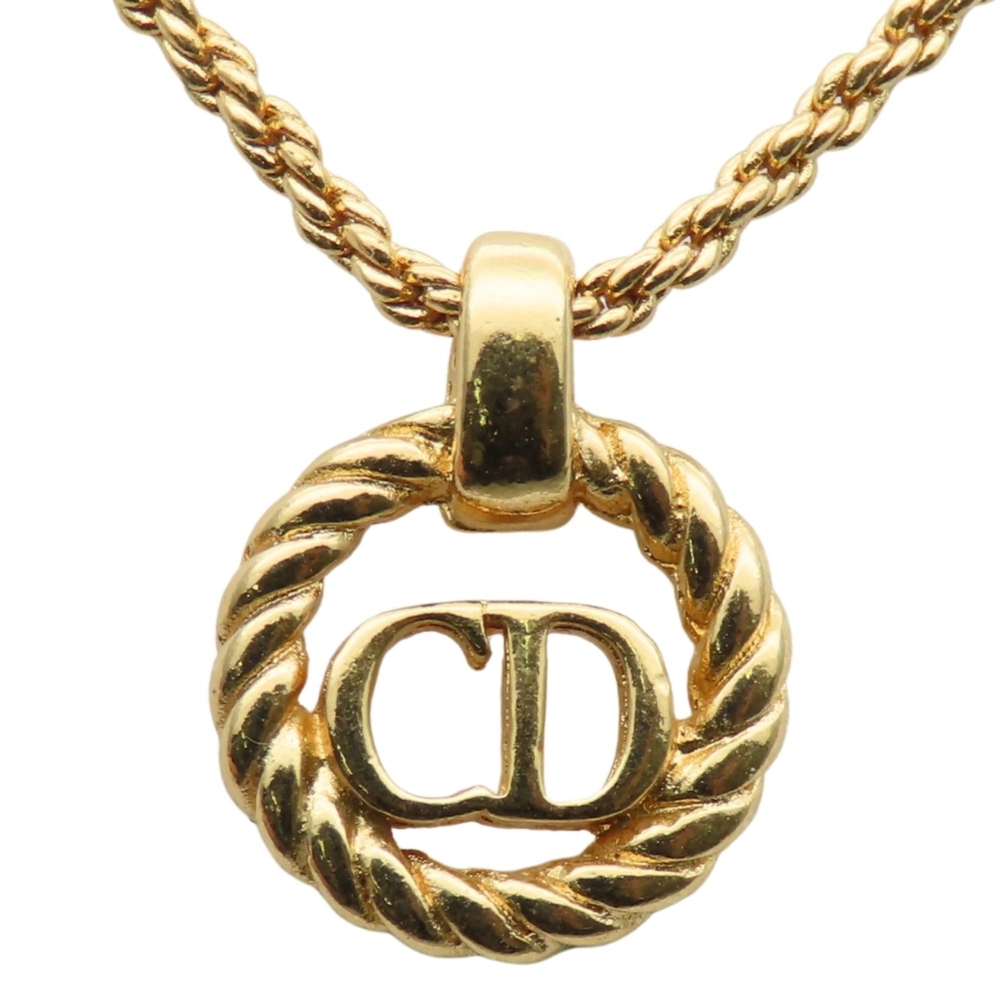 Dior Christian Dior CD Logo Twist Metal Necklace, Gold Plated, GP, Women's Size ONE SIZE - 1 Thumbnail
