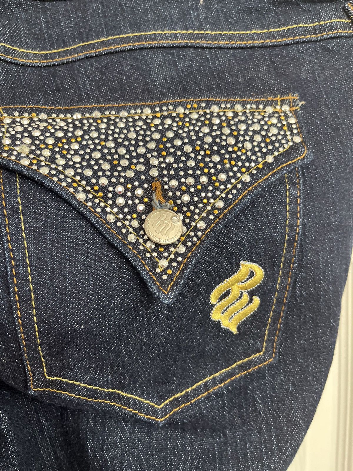 Rocawear Roca Wear Rhinestone Pocket Flare Leg Jeans Size 15 Size 38" / US 16 / IT 52 - 4 Thumbnail
