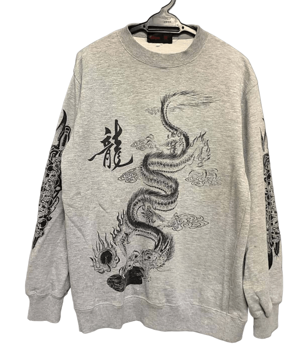 image of Dragonfly x Sukajan Souvenir Jacket Sukajan Dragon Crewneck in Grey, Men's (Size Medium)