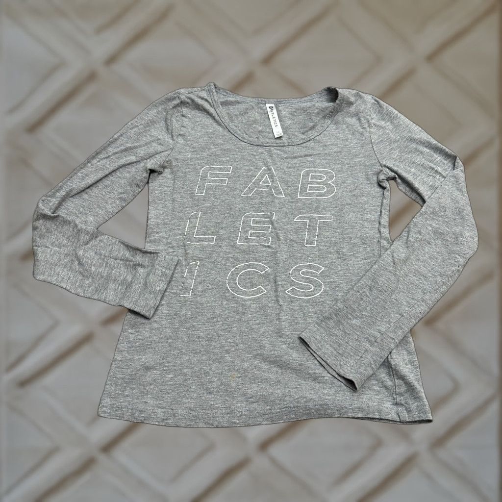 Fabletics Fabletics T-Shirt Womens Gray Long Sleeve Round Neck Casual Cotton SS Classic Logo Fit Regular Vintage: No Size XXS / US 00 / IT 34 - 1 Thumbnail