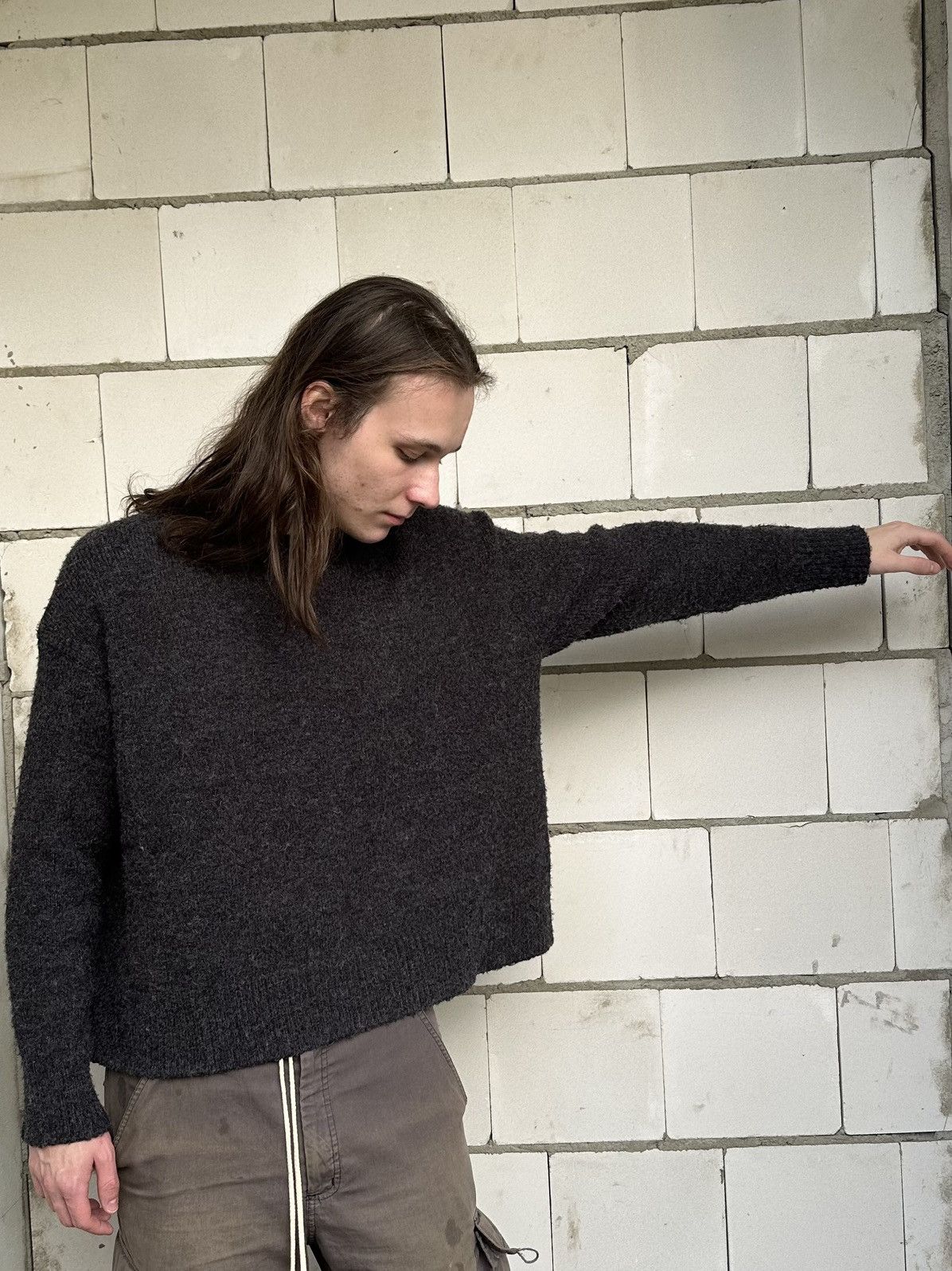 Vintage Oversized wool sweater boxy fit avant garde Size L / US 10 / IT 46 - 2 Thumbnail