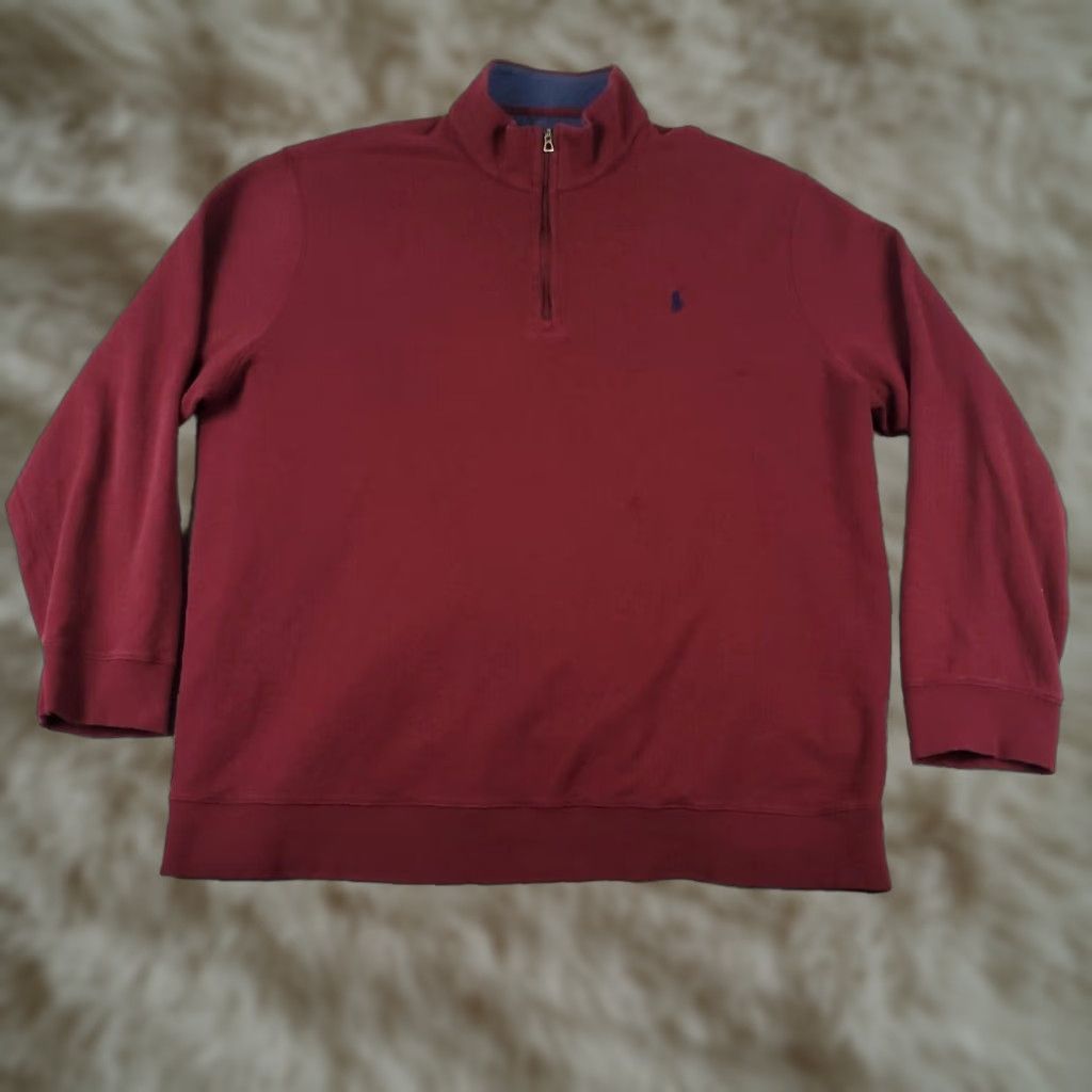 Ralph Lauren VINTAGE Ralph Lauren Sweater Men Size 2XL Pullover Long Sleeve Red Logo 1/4 Zip Classic Size US XXL / EU 58 / 5 - 1 Thumbnail