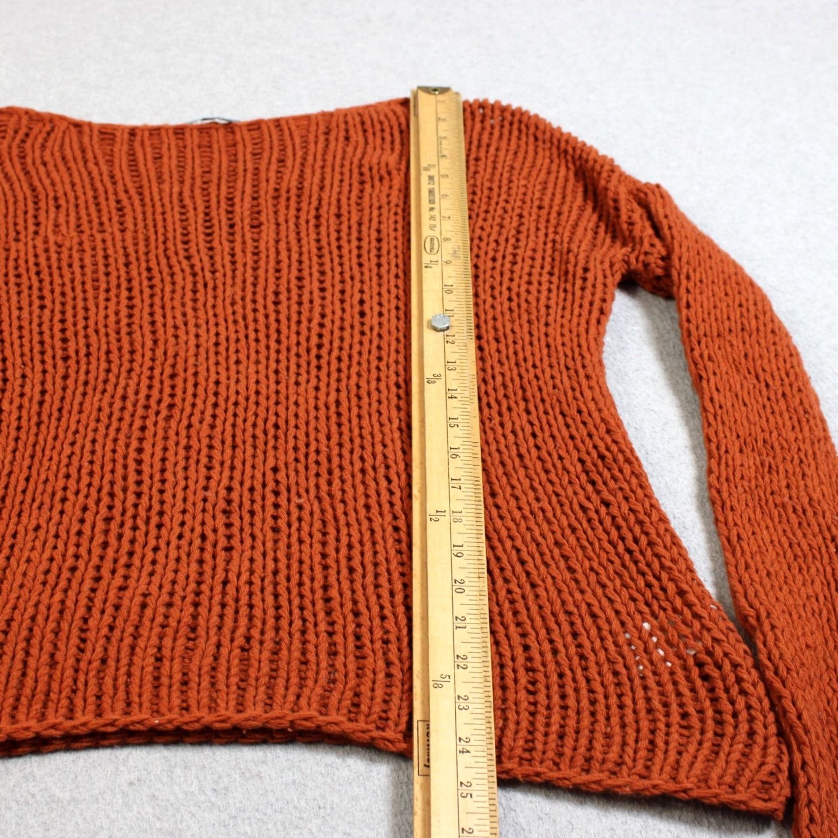 Vince Vince Sweater Women M Orange Boat Neck Open-Knit Wool Pullover Casual Bohemian Size M / US 6-8 / IT 42-44 - 5 Thumbnail