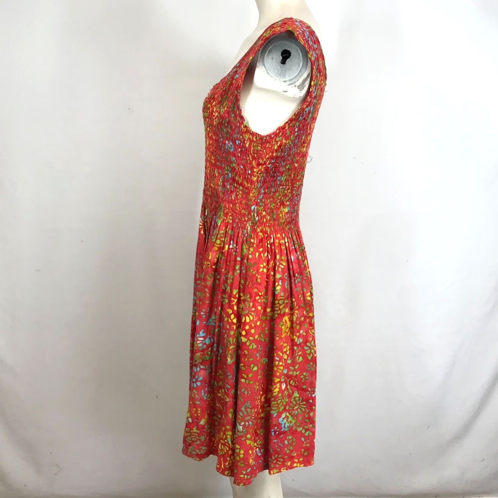 Vintage GO FISH Women's M Red Sleeveless Round Neck Stretch Top Fit & Flare Sundress Size M / US 6-8 / IT 42-44 - 6 Thumbnail