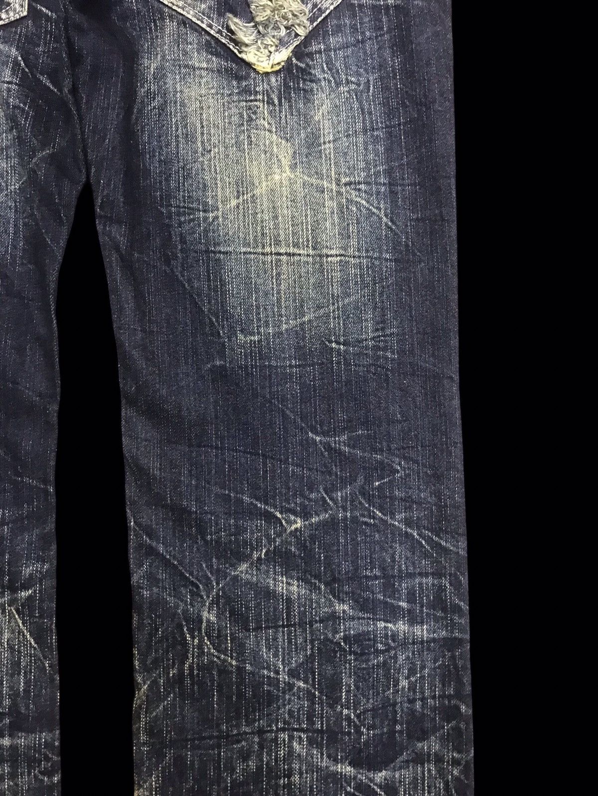 Japanese Brand 💥DOUBLE WAIST💥BLOW BY BLUE INDIGO CRAZY FADES DENIM F314 Size US 33 - 12 Thumbnail