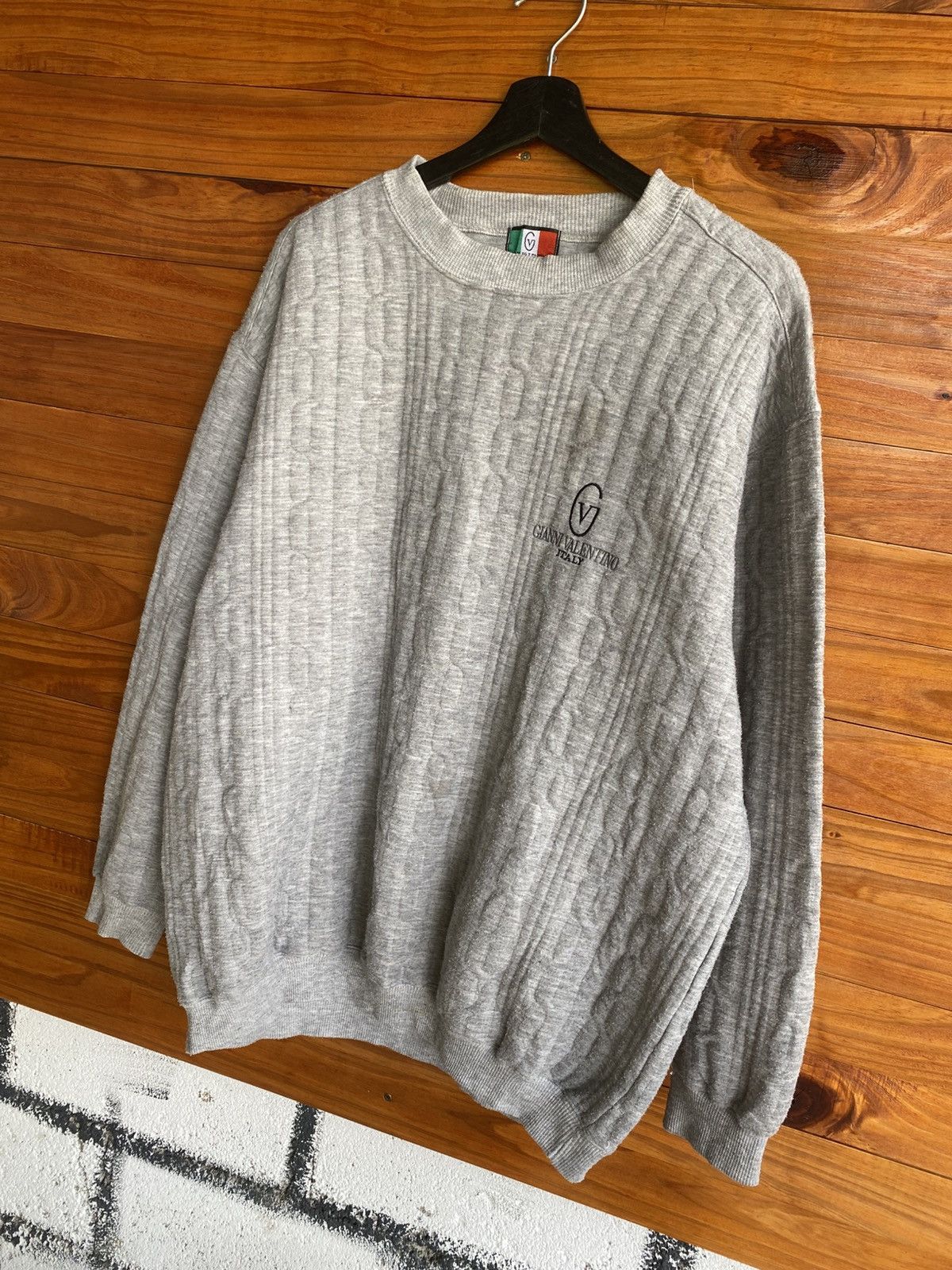 Gianni Valentino Vintage Gianni Valentino Italy Grey Knit Sweatshirt Pullover Size US XXL / EU 58 / 5 - 4 Thumbnail