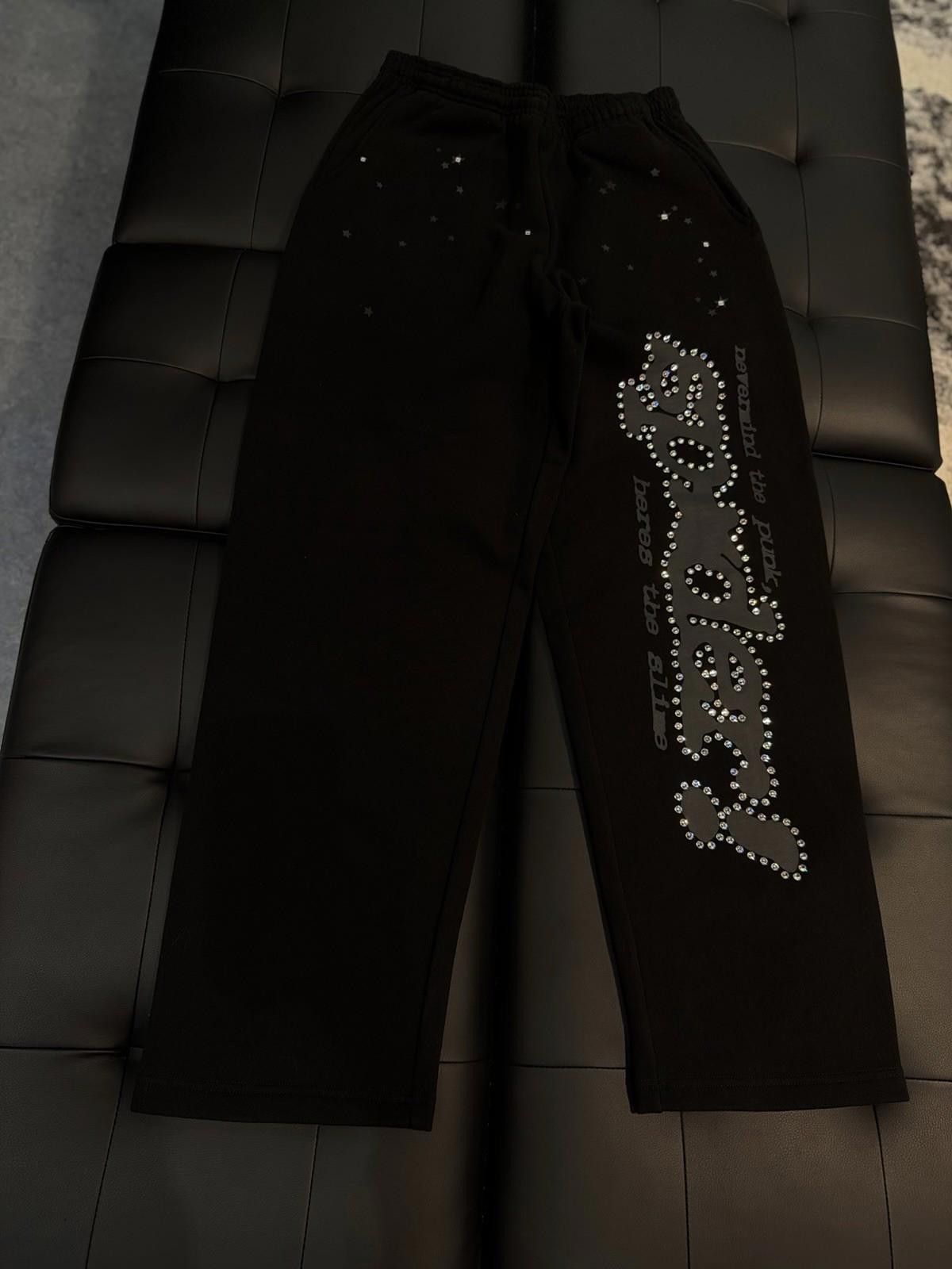 Sp5der Size S - Sp5der Worldwide Black VVS Stone Sweatpants Spider Size US 30 / EU 46 - 1 Thumbnail