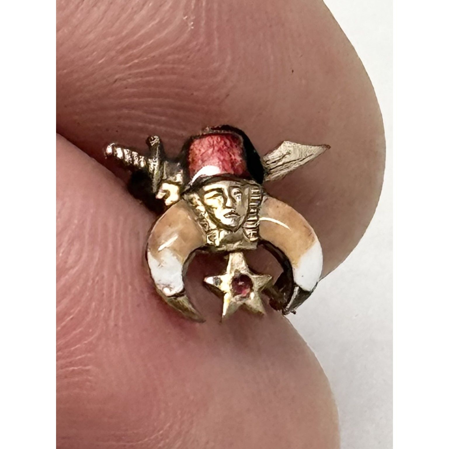 Vintage 10 kt Gold Estate Masonic Enamel Jewel Pin Size ONE SIZE - 1 Thumbnail