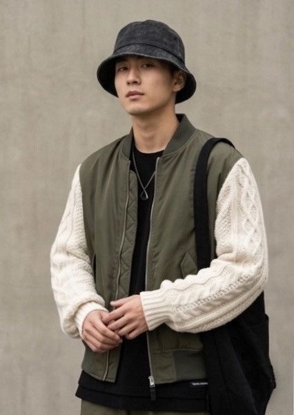 Japanese Brand Vintage The Rodeo Crown Japan Knit Sleeves Bomber Jacket Size US S / EU 44-46 / 1 - 1 Thumbnail