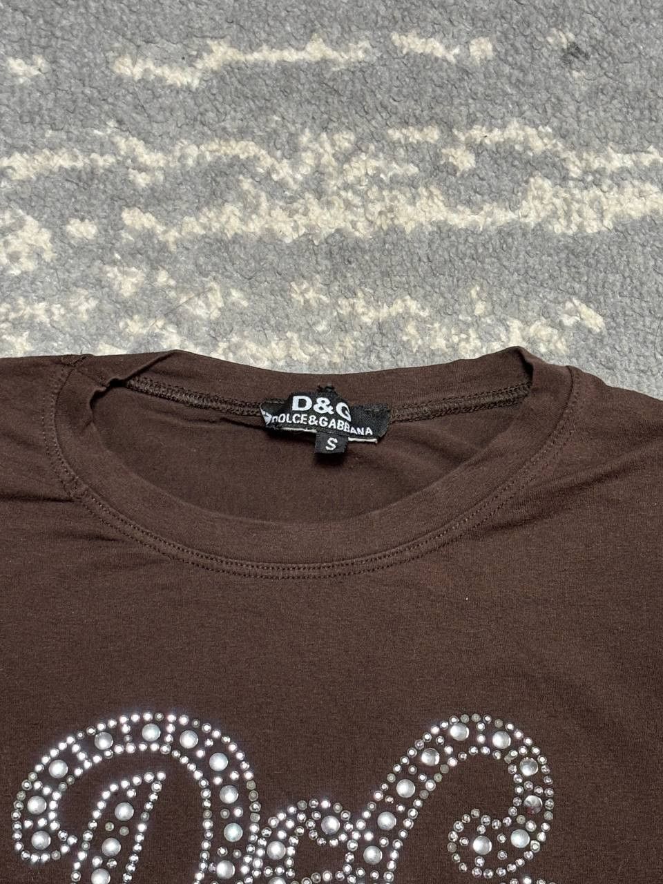 Dolce & Gabbana 👕 D&G Long Sleeve Top — Brown Rhinestone Logo Edition Size S / US 4 / IT 40 - 3 Thumbnail