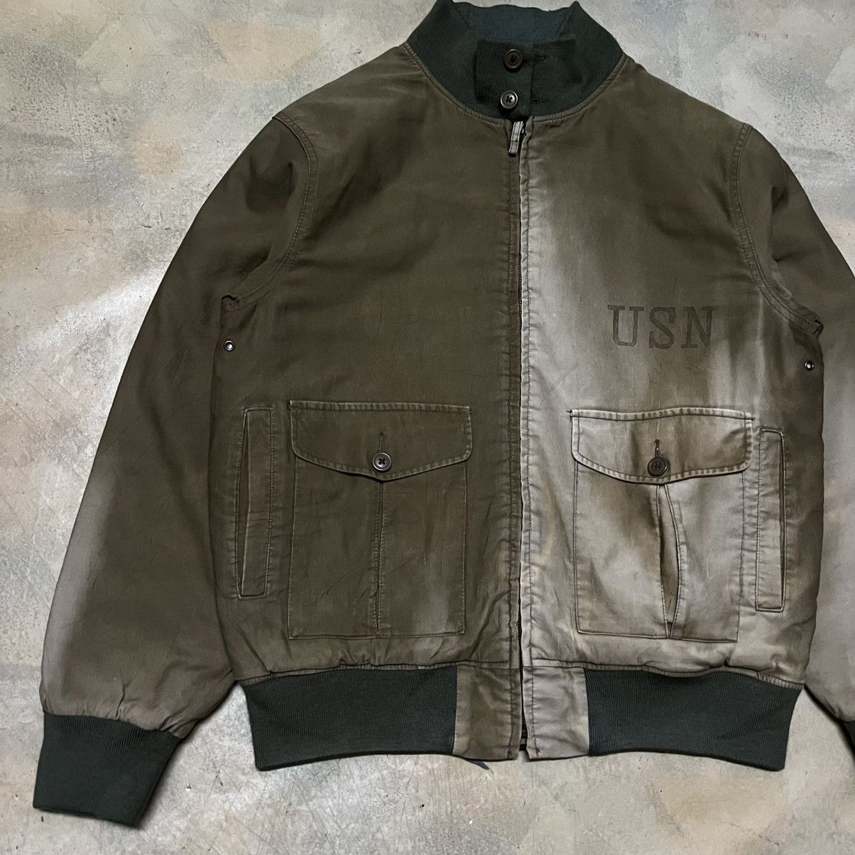 Global Work Global Work USN Military Style Sun Faded Bomber Jacket Size US L / EU 52-54 / 3 - 5 Thumbnail