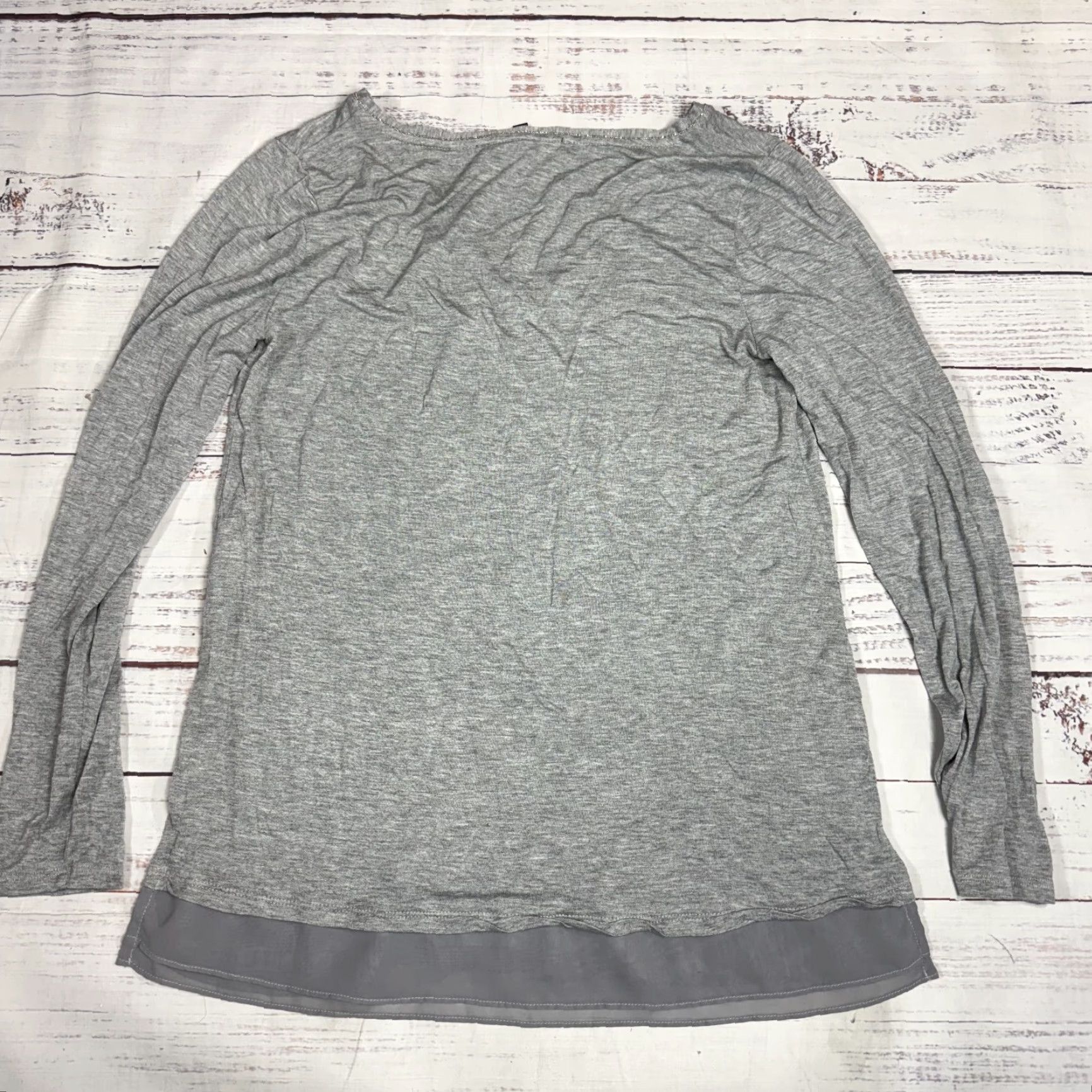 White House Black Market VINTAGE White House Black Market Gray Blouse Shirt Top Long Sleeve V-Neck Stretch Sz M Womens Size M / US 6-8 / IT 42-44 - 5 Thumbnail