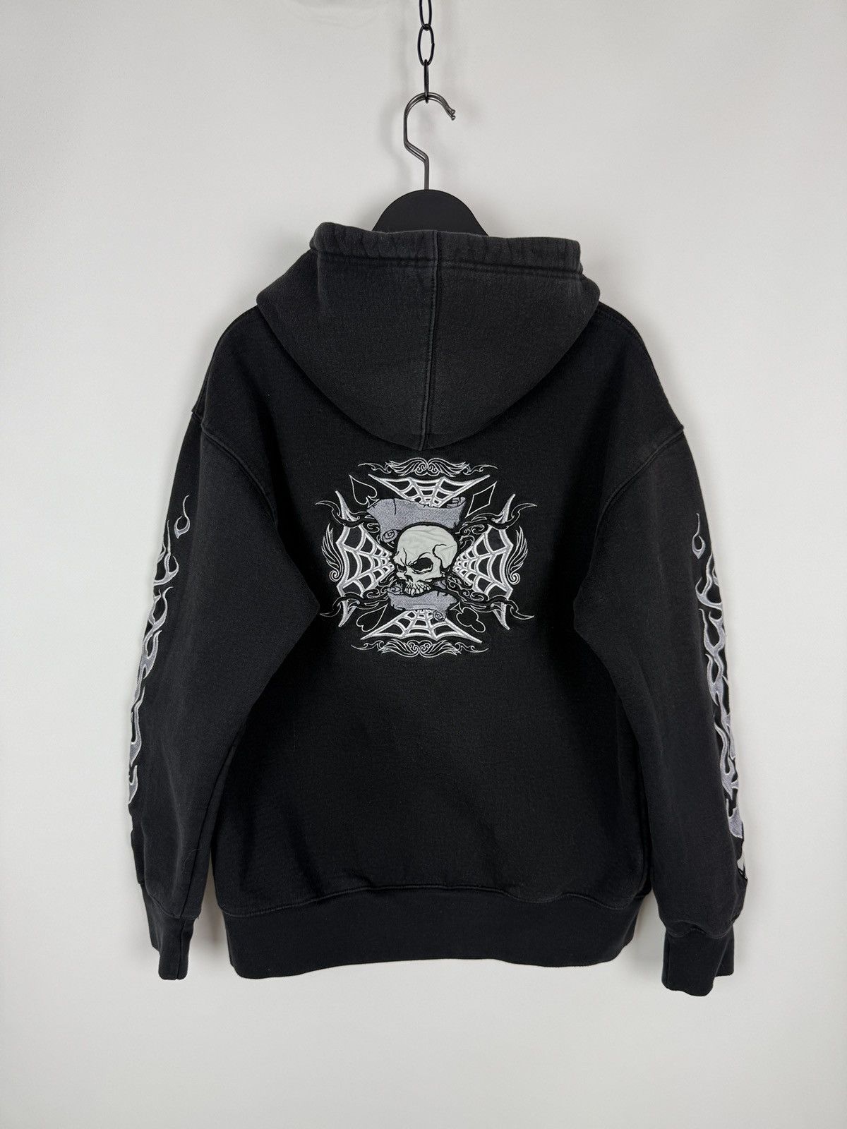 Vintage 2000s Vintage Road House Biker Skulls Flame Boxy Zip Hoodie Size US S / EU 44-46 / 1 - 6 Thumbnail