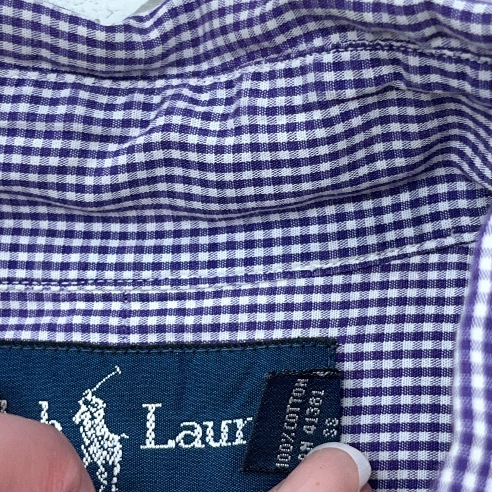 Ralph Lauren Ralph Lauren Shirt Men 16 32 Purple Button-Up Classic Fit Mini Check Dress A64 Size 42R - 6 Thumbnail