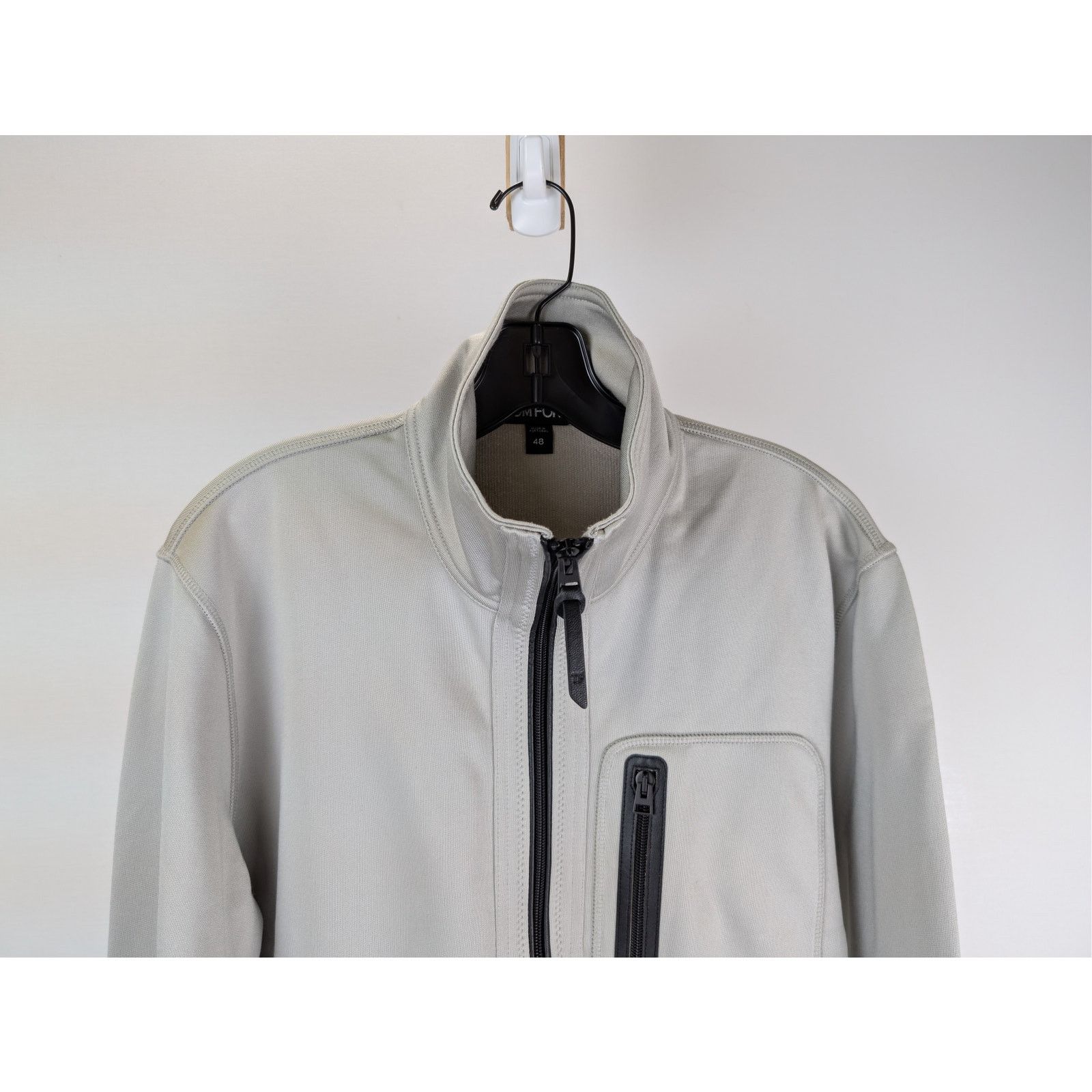 Tom Ford o1rshd1 CC20 zip-up jacket with leather trims in Grey Size US M / EU 48-50 / 2 - 3 Thumbnail