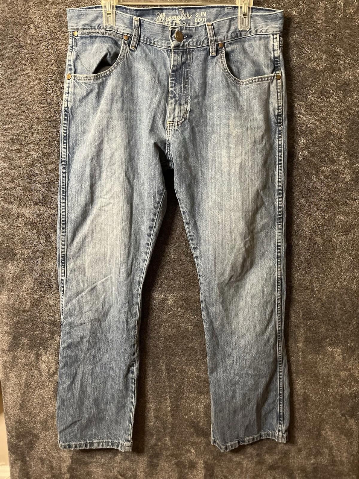 Wrangler Wrangler Retro Slim Bootcut Jeans 33x30 Lght Wash 100 Cotton Size US 33 - 1 Thumbnail