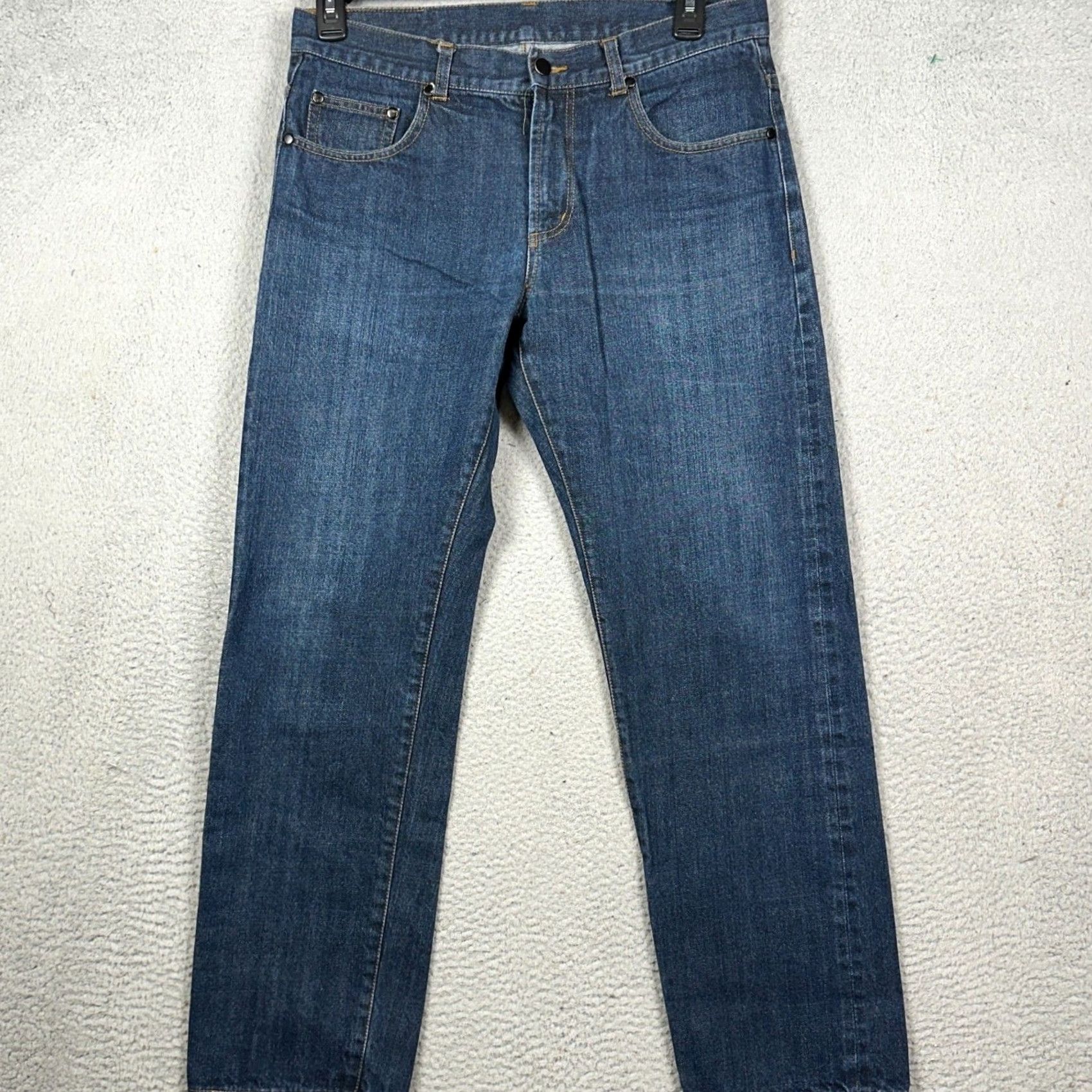 Vintage Torque Motorcycle Co. Mens Jeans Straight Blue Distressed 5 Pocket EUC Regular Inseam 28.5 Size US 32 / EU 48 - 2 Thumbnail