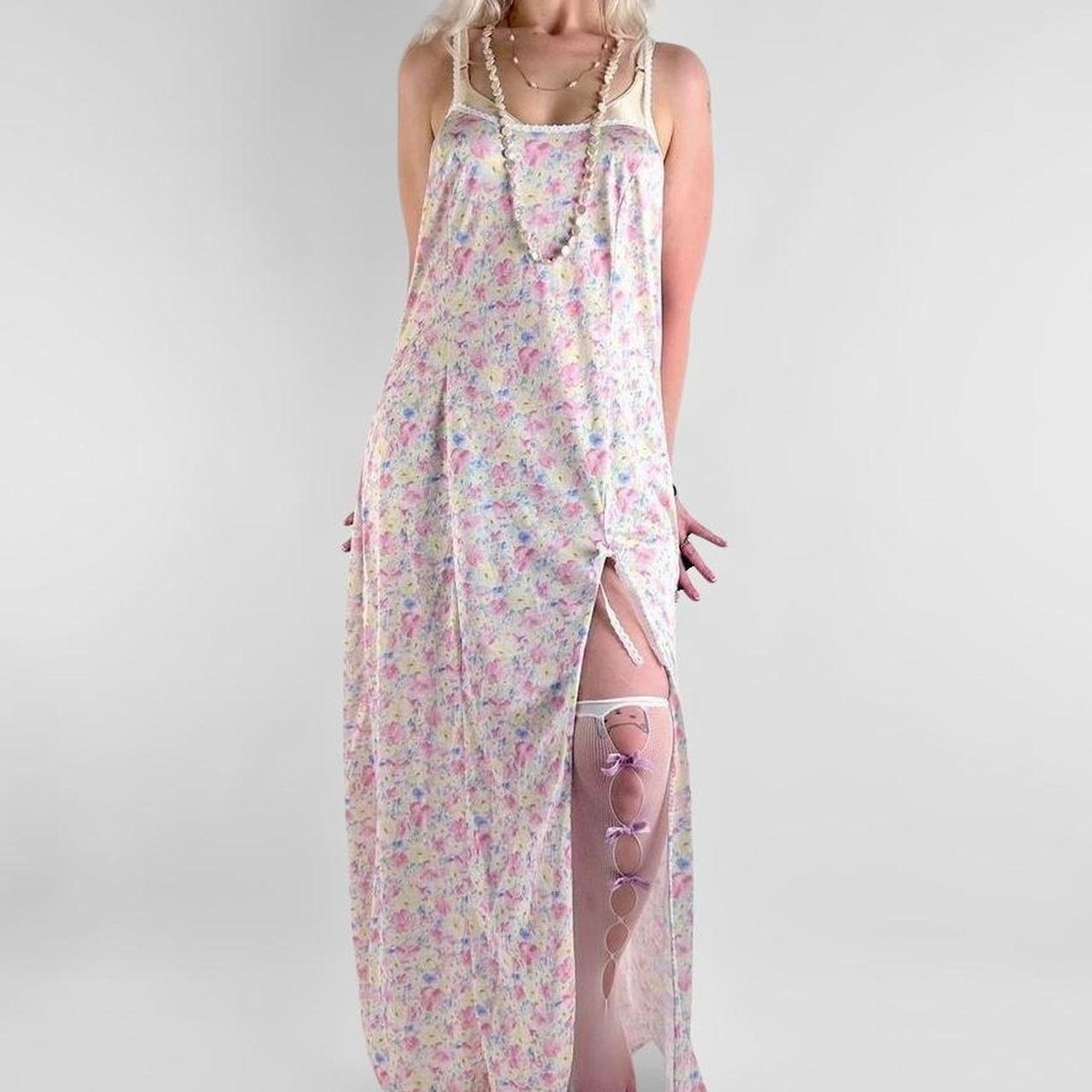 Other 90s vintage floral lace slip dress Size L / US 10 / IT 46 - 2 Thumbnail