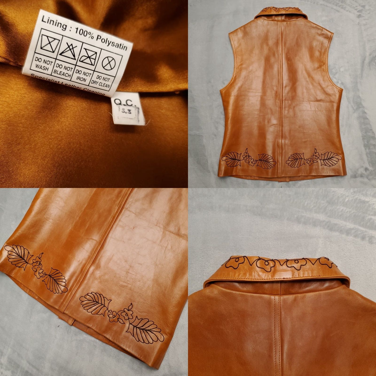 Vintage VINTAGE Saguaro Leather Vest Womens Small Embroidered Floral Button Up Western Brown Leather Vest Mid-Length Lined Satin Lining Casual Womens Size S / US 4 / IT 40 - 8 Thumbnail
