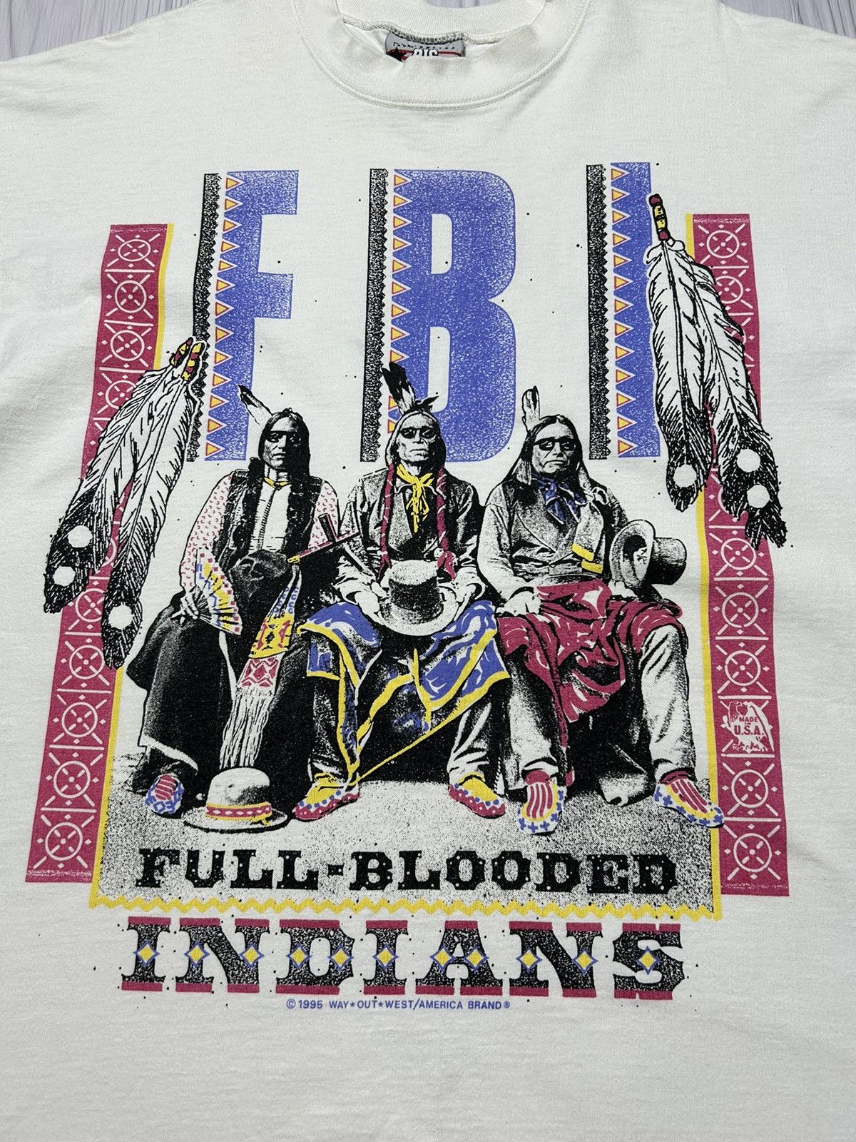 Vintage Rare Vintage 1995 Full Blooded Indians American T-Shirt Size US XL / EU 56 / 4 - 4 Thumbnail