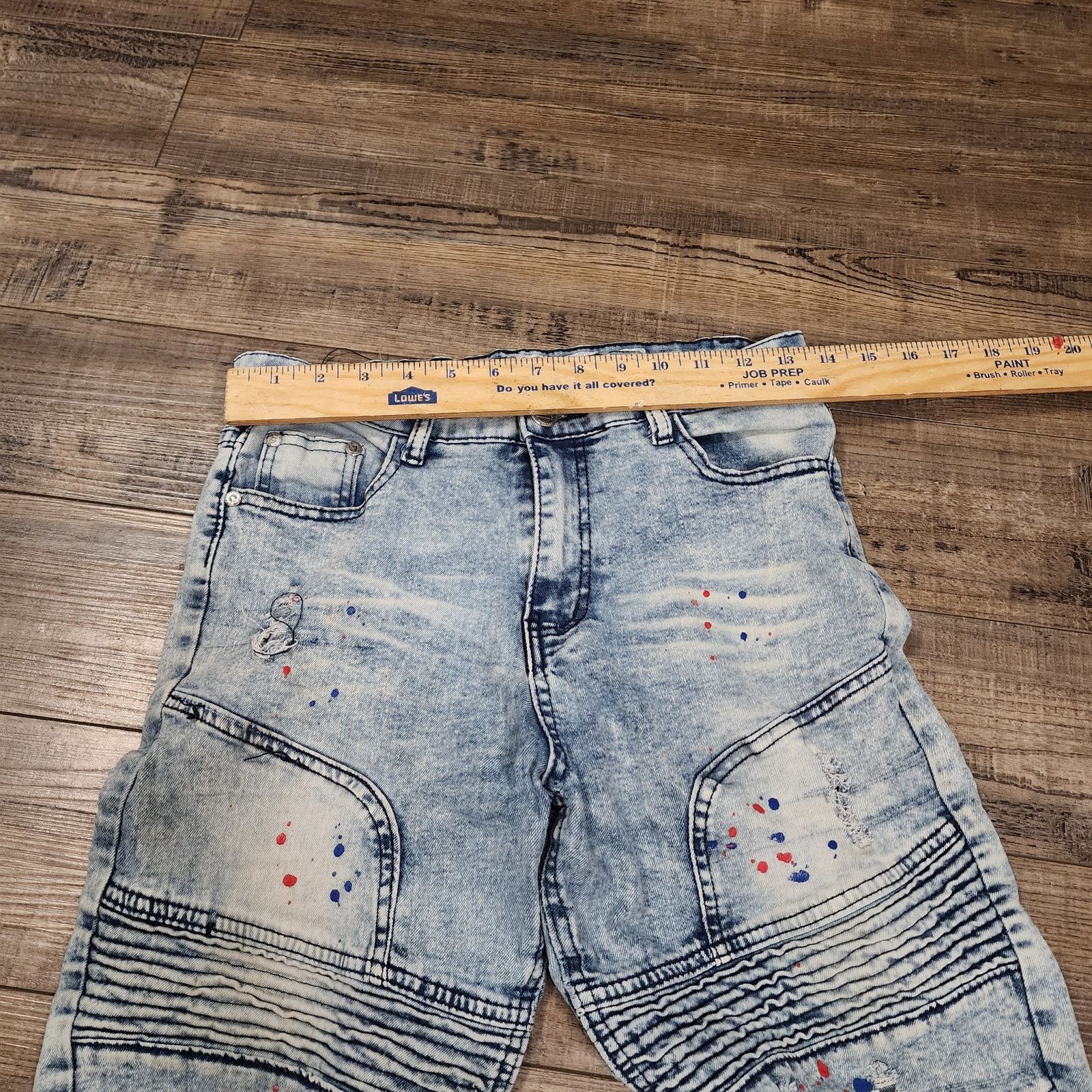 SCOOP SCOOP Paint Splatter Moto Denim Shorts sz 18 2286 Size US 27 - 3 Thumbnail