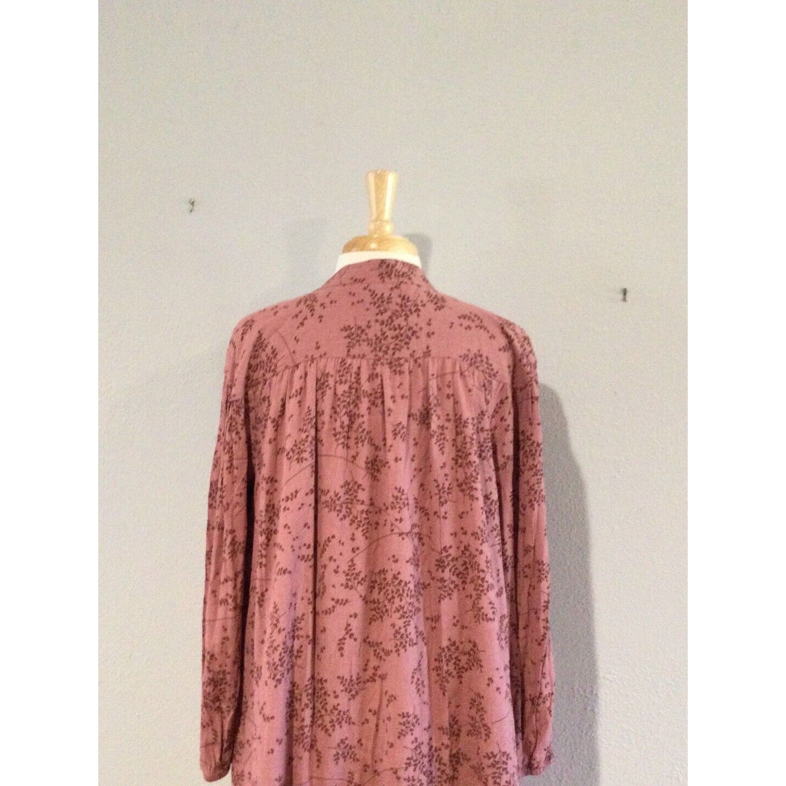 Vintage A.N.A. V-Neck Mauve Floral Long Sleeve Shift Dress Sz Small Size S / US 4 / IT 40 - 9 Thumbnail
