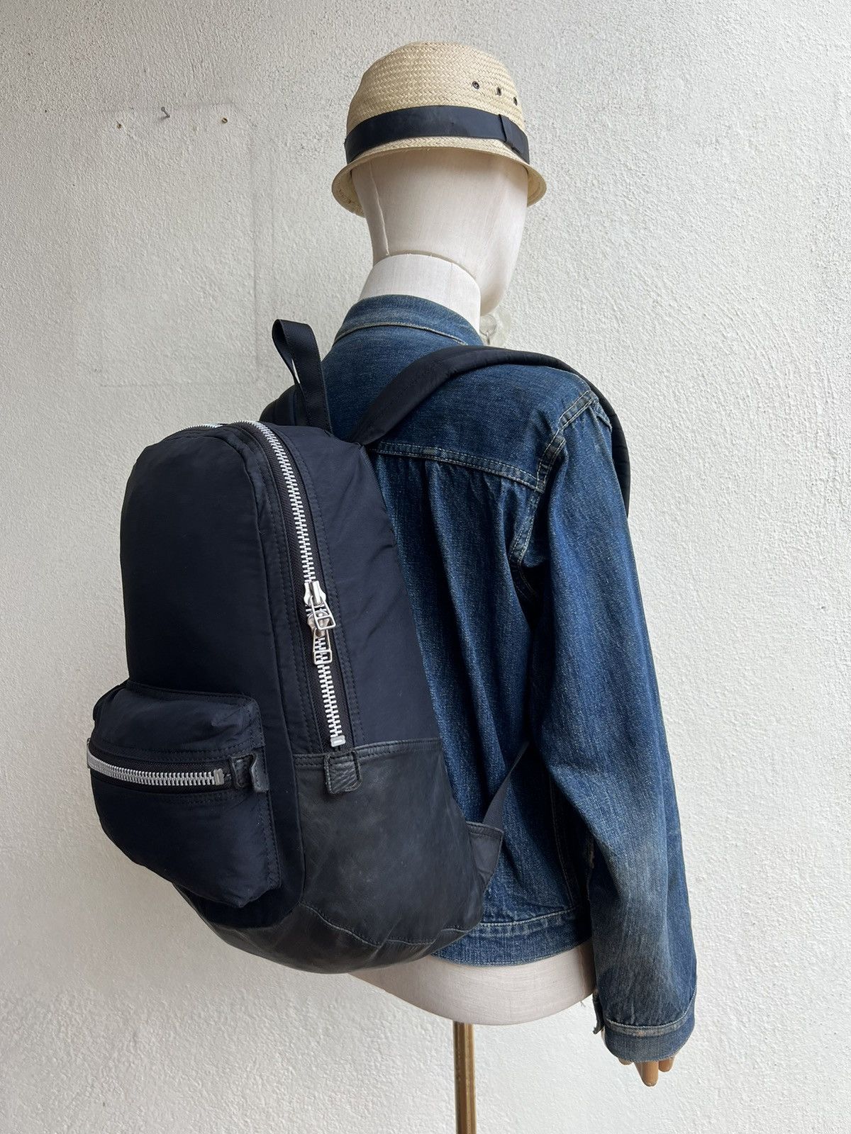 Leather Vintage Lounge Lizard Patina Leather Nylon Backpack Bag Size ONE SIZE - 1 Thumbnail