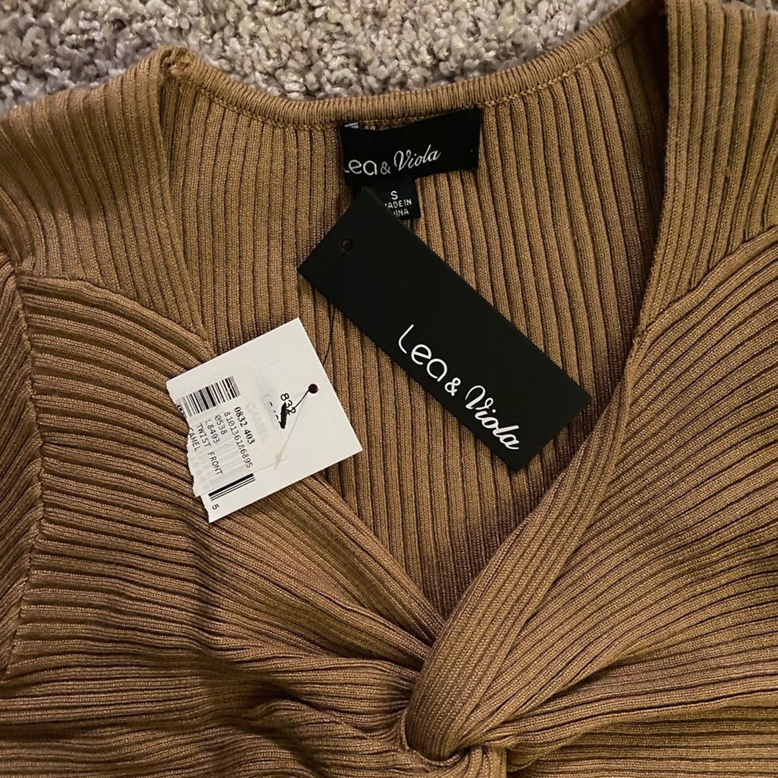 & Other Stories Lea & Viola Camel Ribbed Twist Top Size S / US 4 / IT 40 - 3 Thumbnail