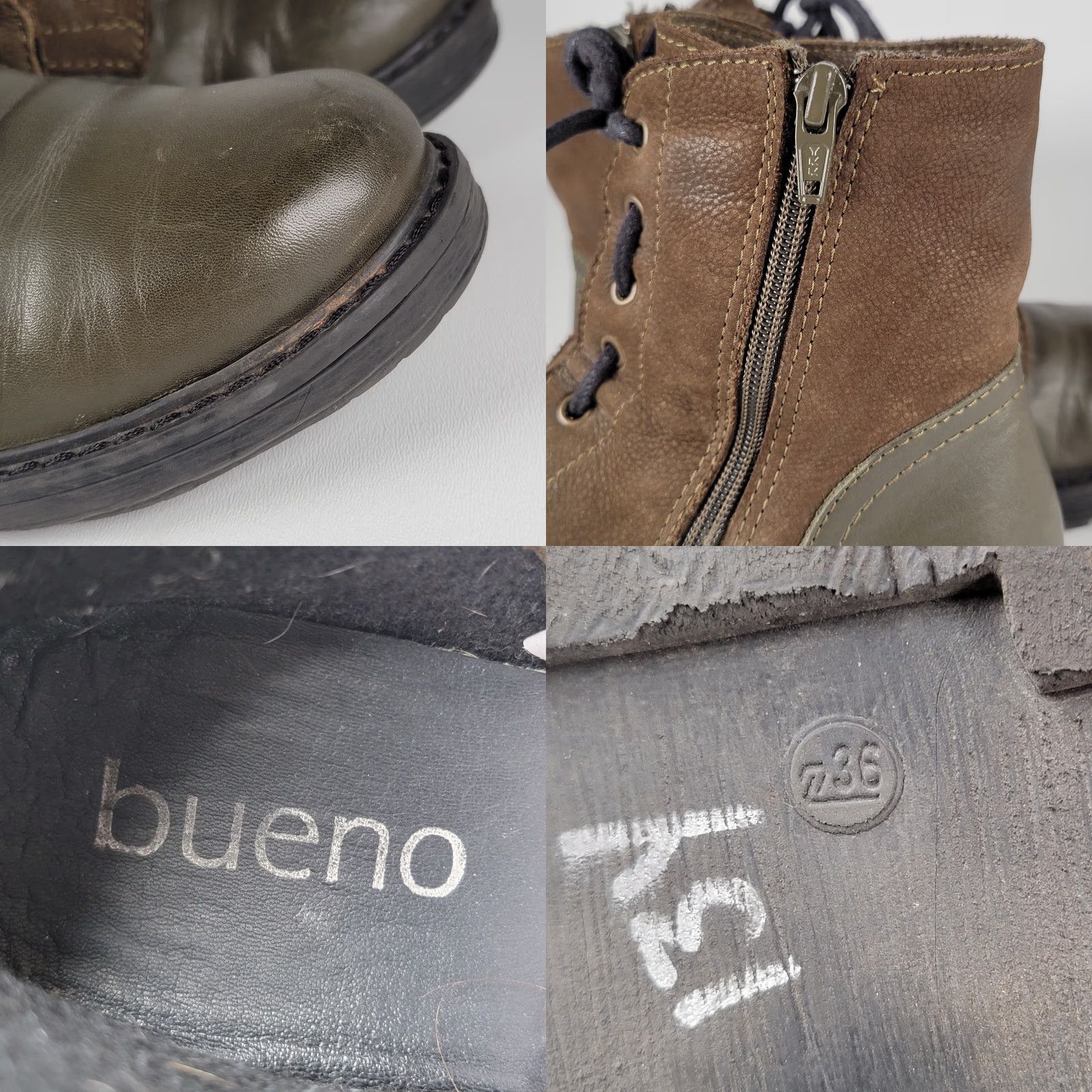 Vintage Bueno Women's Bootie Army Green Leather Lace Up Boots 5.5 EU 36 Size US 6 / IT 36 - 9 Thumbnail
