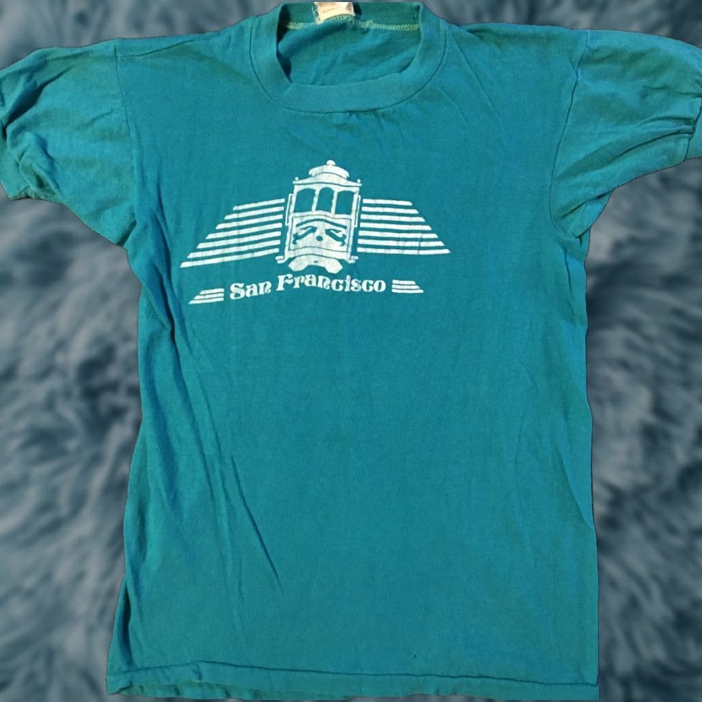 Vintage VINTAGE San Francisco Cable Car Shirt S Blue 70s 80s Grunge USA Men’s T-Shirt Size US S / EU 44-46 / 1 - 1 Thumbnail