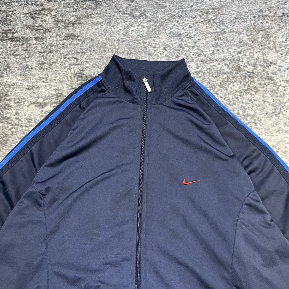 Nike Vintage Y2K Nike Mini Swoosh Navy Blue Track Jacket Size US XL / EU 56 / 4 - 4 Thumbnail