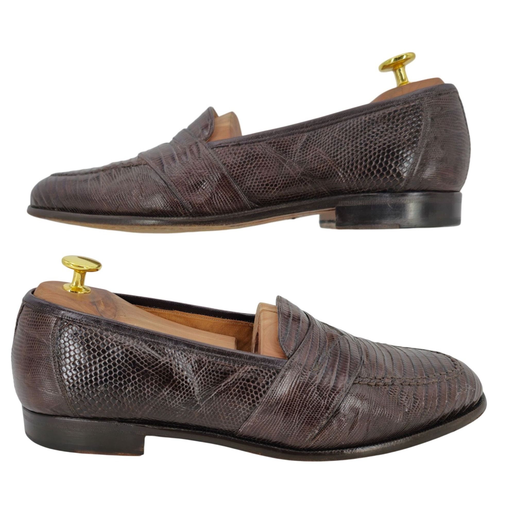 Neiman Marcus Neiman Marcus Exotic Teju Lizard Brown Dress Shoes Mens 8.5 Size US 8.5 / EU 41-42 - 4 Thumbnail