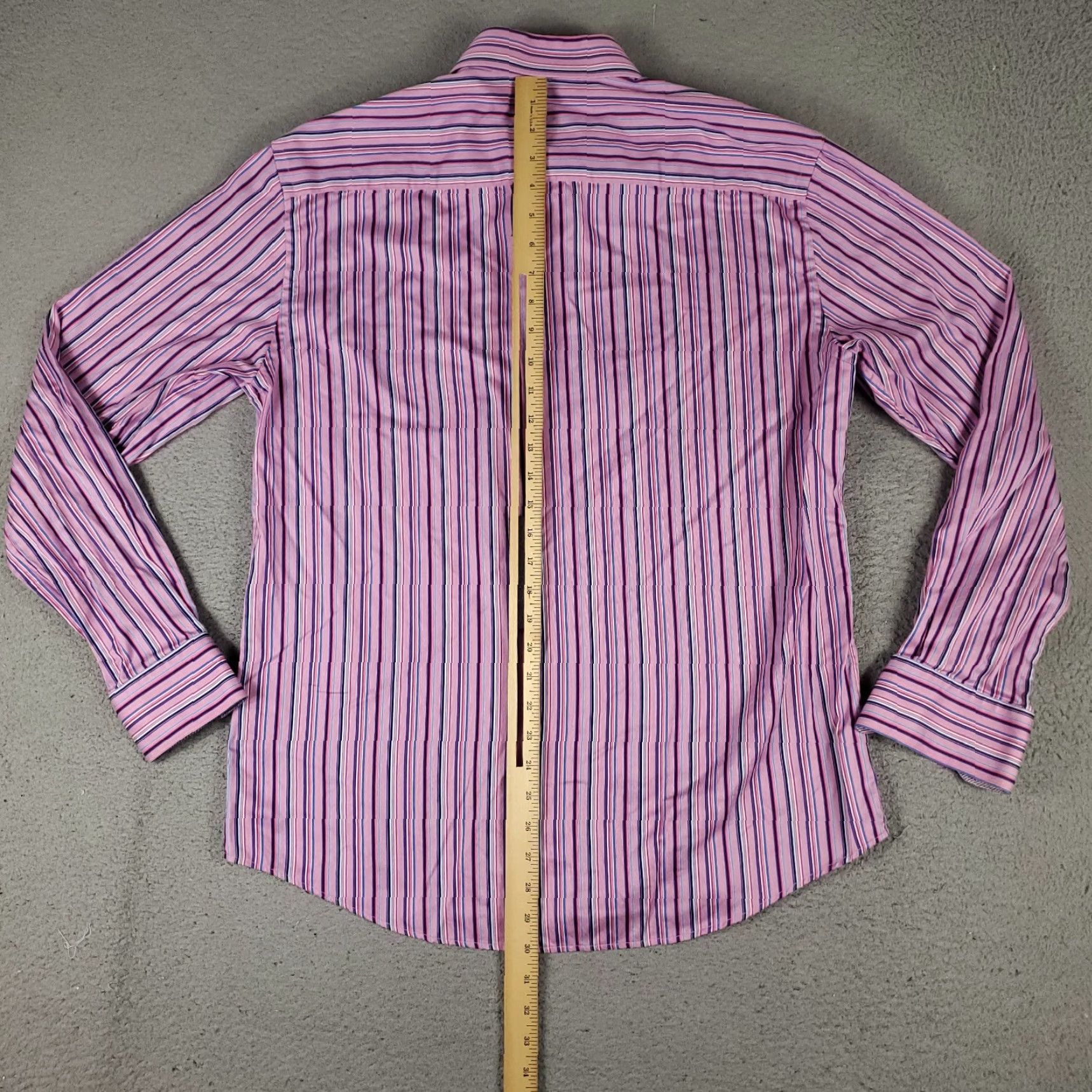 BUGATCHI Bugatchi Uomo Shirt Mens Large Pink Striped Button-Up Long Sleeve Cotton Classic Modern Mens Size US L / EU 52-54 / 3 - 5 Thumbnail
