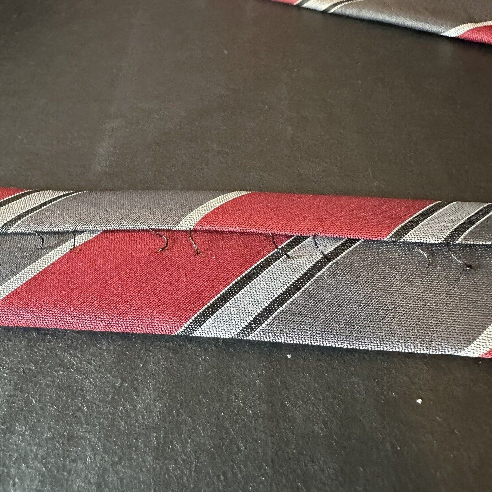 Other Johnny Carson Neck Tie Polyester Red/Grey/Black Striped VTG Size ONE SIZE - 6 Thumbnail