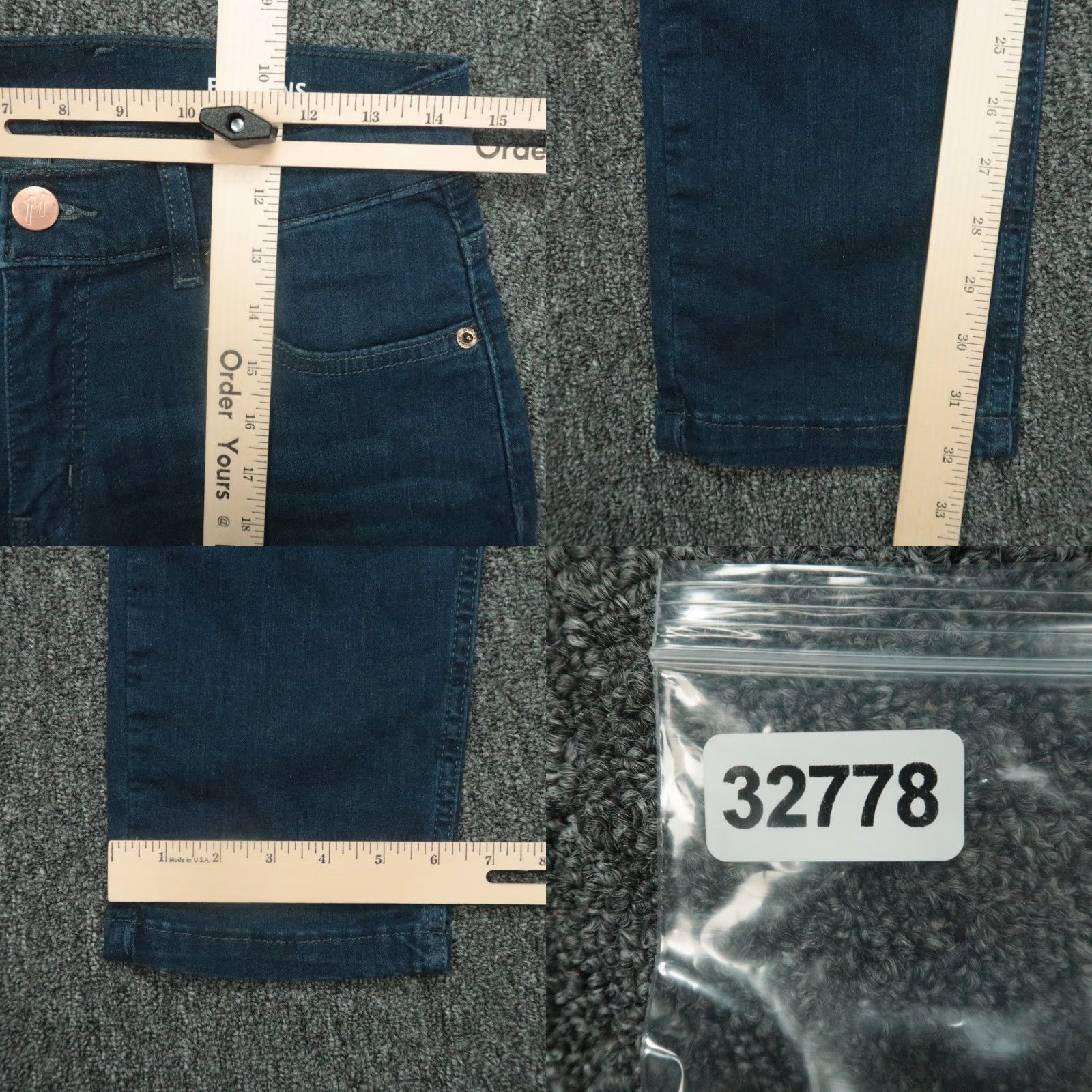 Mugsy Jeans Mens 30x32 Blue Fultons 5 Pocket Straight Stretch Dark Wash Denim Button Zip