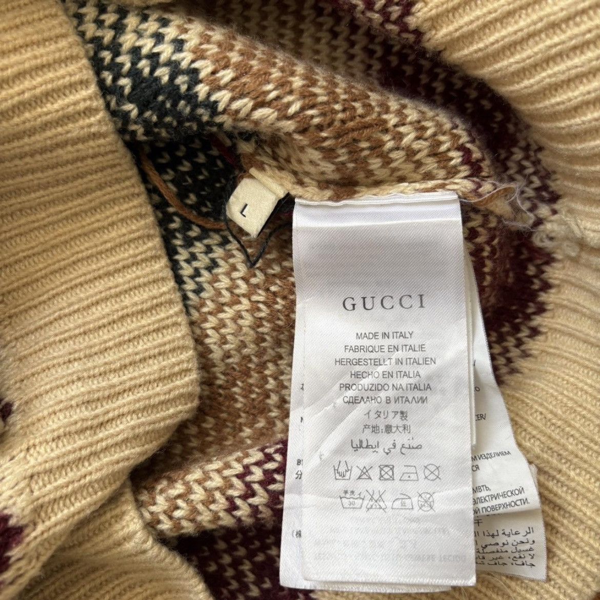 Gucci Gucci Beige Argyle V Neck Size US L / EU 52-54 / 3 - 4 Thumbnail