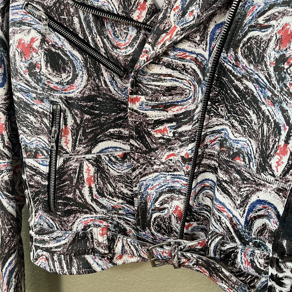 Drain Gang Claire Barrow Leather Painted Biker Jacket Medium Size US M / EU 48-50 / 2 - 5 Thumbnail