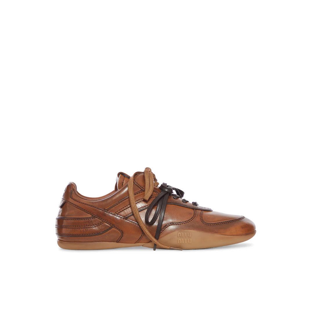 MIU MIU Cognac Leather Sneakers New & Authentic (Women's siz
