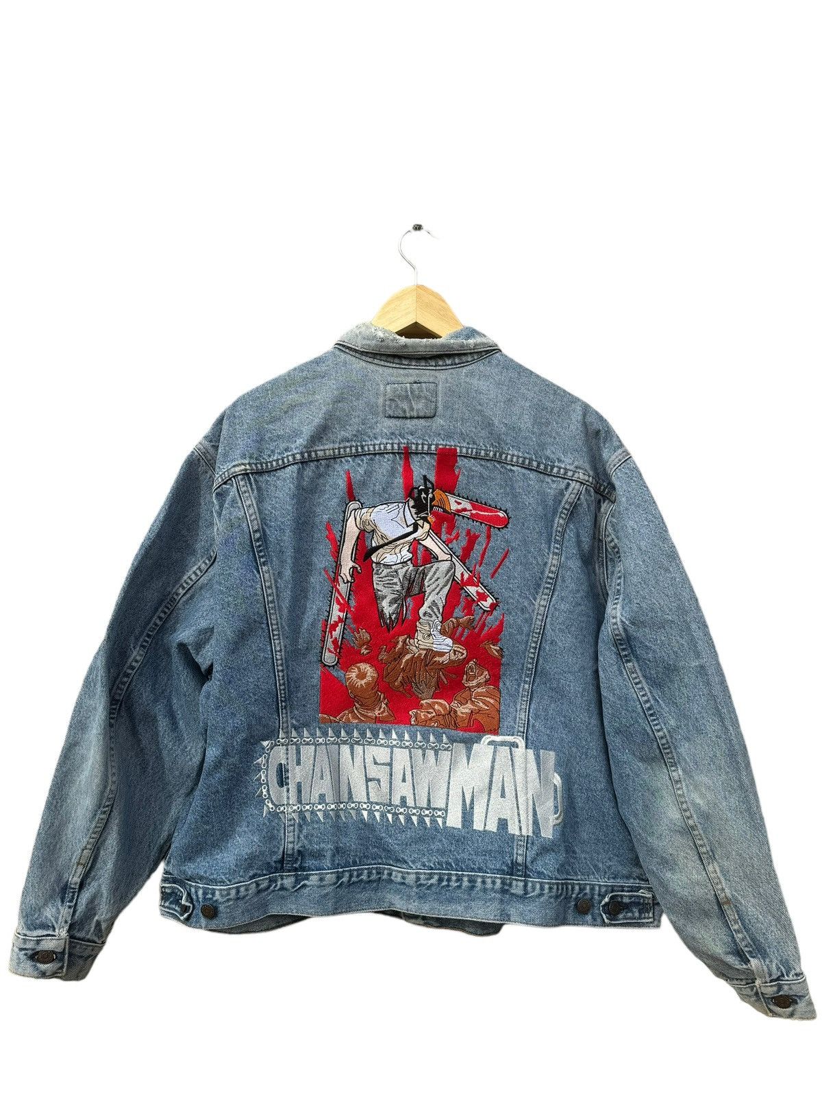 Image of Levis Chainsaw Man Denim Jacket Vintage Levi’S My Hero Dbz 1 Piece in Blue, Men's (Size 2XL)