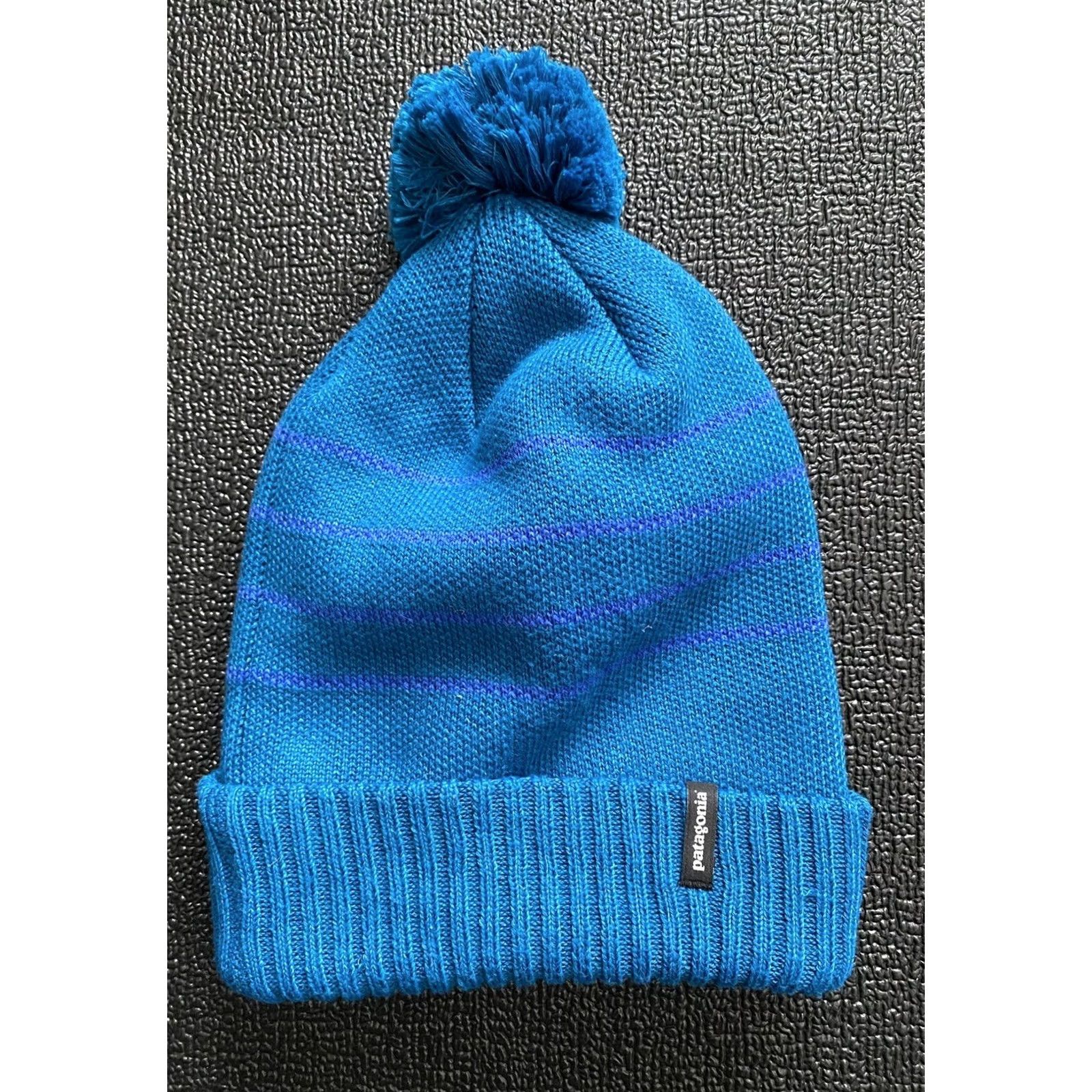 Patagonia VINTAGE Patagonia Powder Town Beanie Blue Striped OSFA Size ONE SIZE - 2 Thumbnail