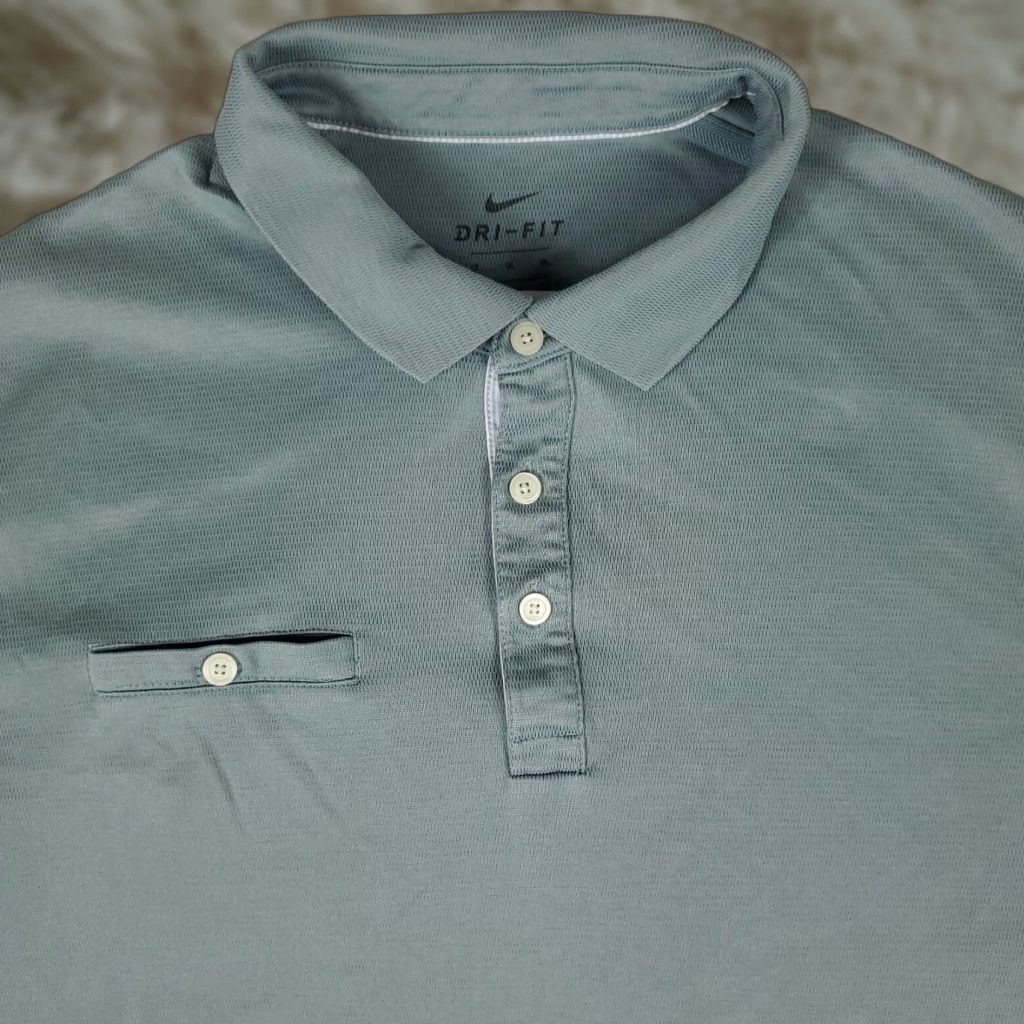 Nike Nike Polo Shirt Mens LT Gray/Blue Swoosh Golf Casual Short Sleeve Polo Size US L / EU 52-54 / 3 - 1 Thumbnail