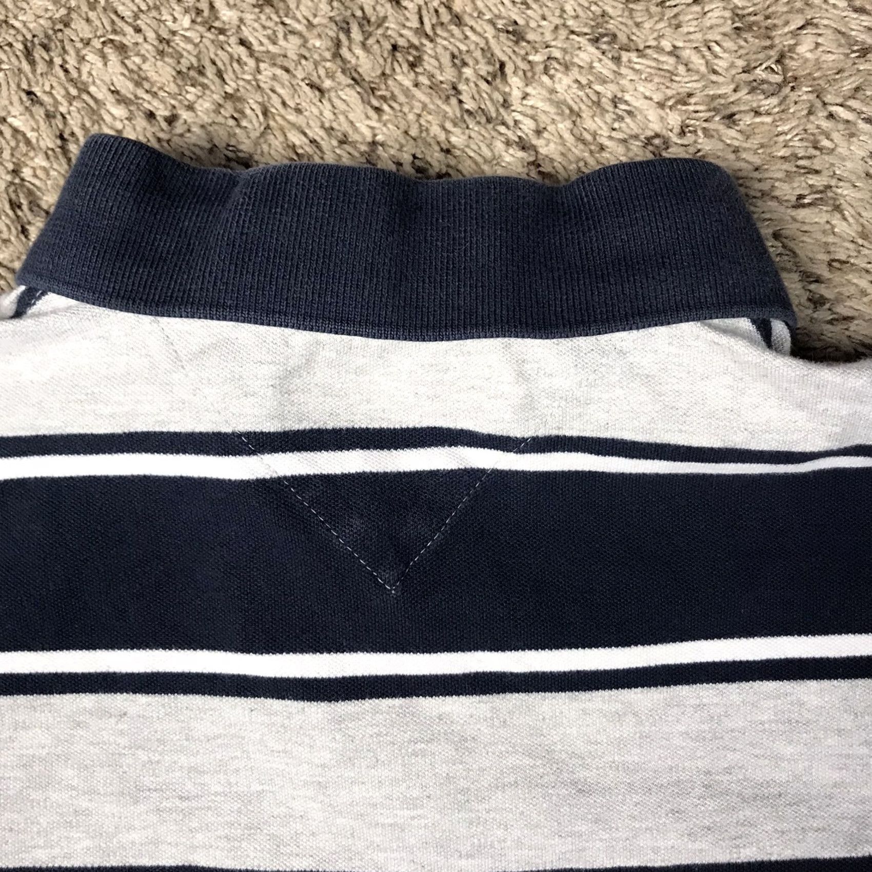 Tommy Hilfiger VINTAGE Tommy Hilfiger Polo Shirt Men Large Embroidered Logo Golf Rugby Dress Shirt Blue / Gray Size 42R - 7 Thumbnail