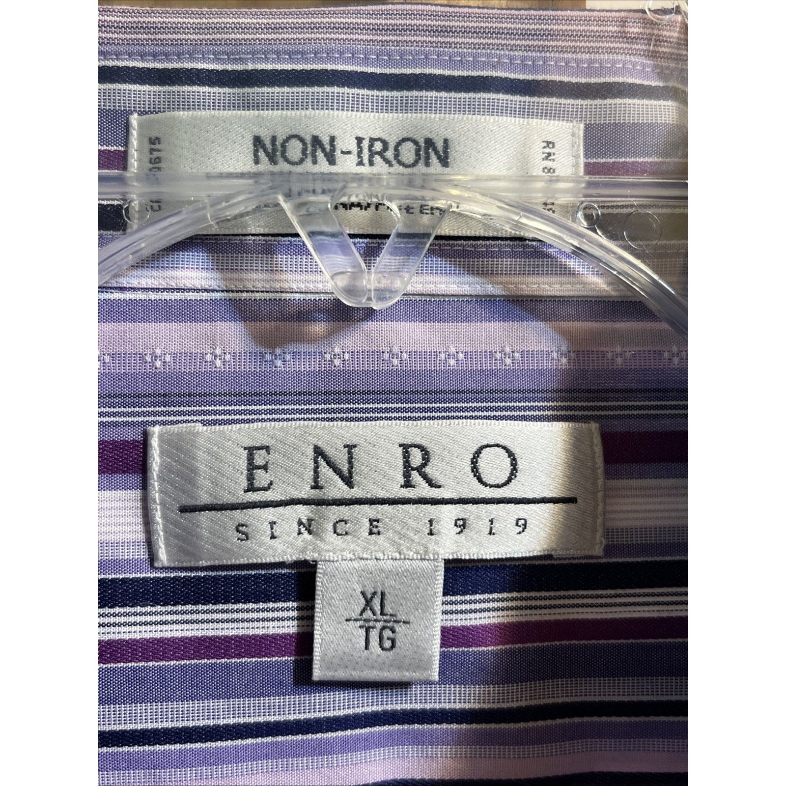Enro ENRO Vintage Men’s XL Purple Striped SS Button Cotton Shirt Size US L / EU 52-54 / 3 - 3 Thumbnail