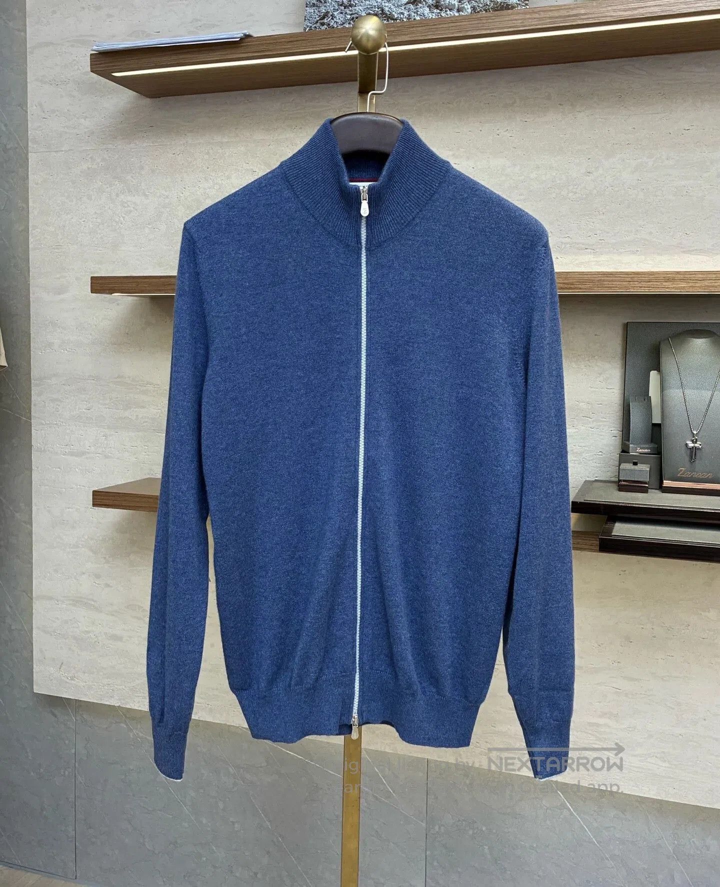 Brunello Cucinelli Blue Cashmere Zip Cardigan by Brunello Cucinelli. Size US M / EU 48-50 / 2 - 1 Thumbnail
