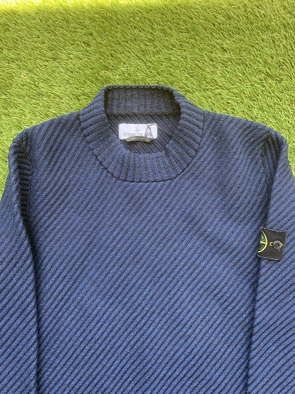 Stone Island Stone Island Logo Appliqued Knitted Cotton Sweater Size US M / EU 48-50 / 2 - 2 Thumbnail