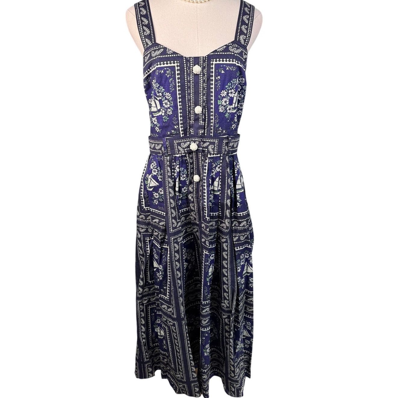 Hunter Bell Hunter Bell Bon Voyage Cleo Dress nautical print size 12 Size XL / US 12-14 / IT 48-50 - 8 Thumbnail