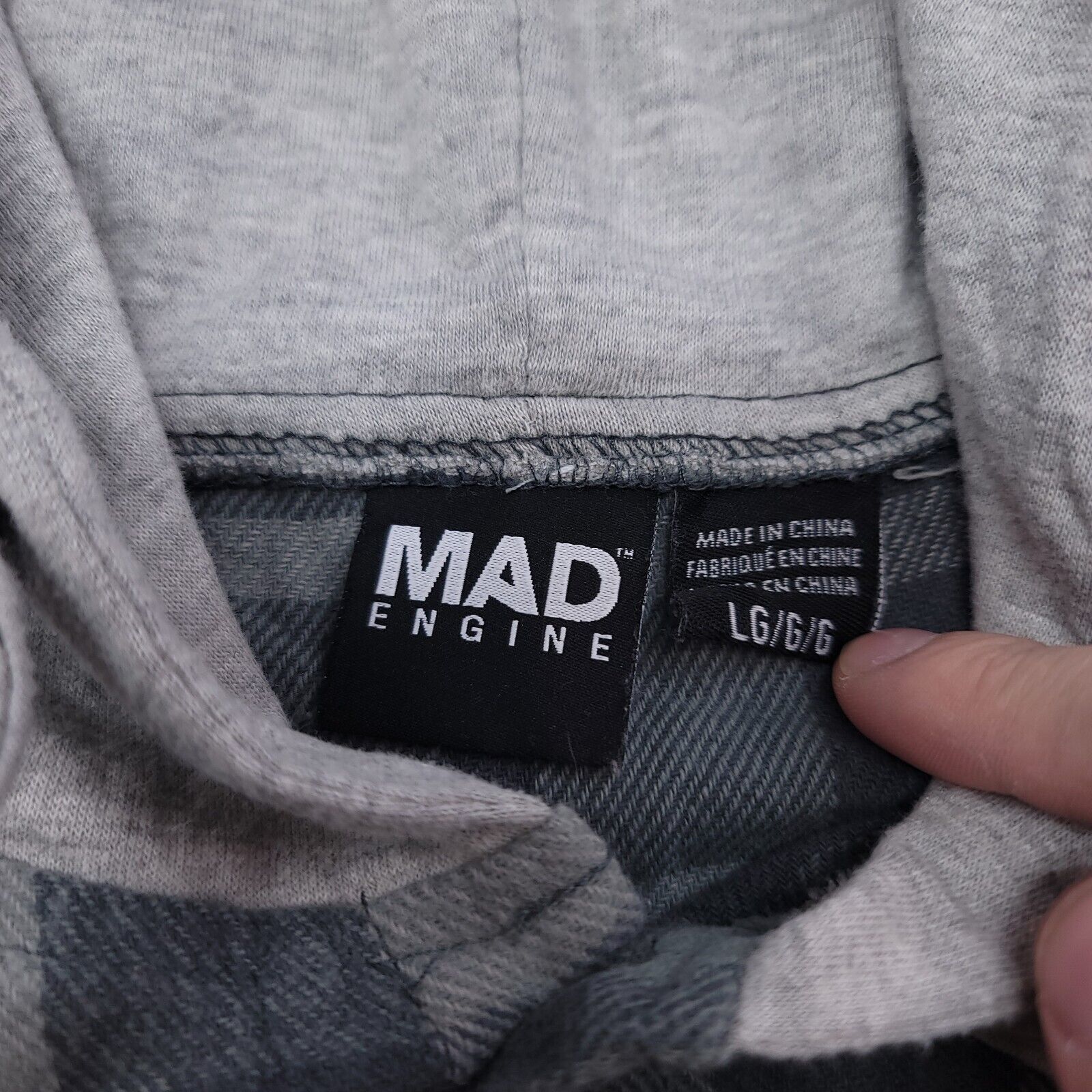 Mad Engine Mad Engine Casual Hoodie Mens Size Large L Gray Plaid Size US L / EU 52-54 / 3 - 3 Thumbnail