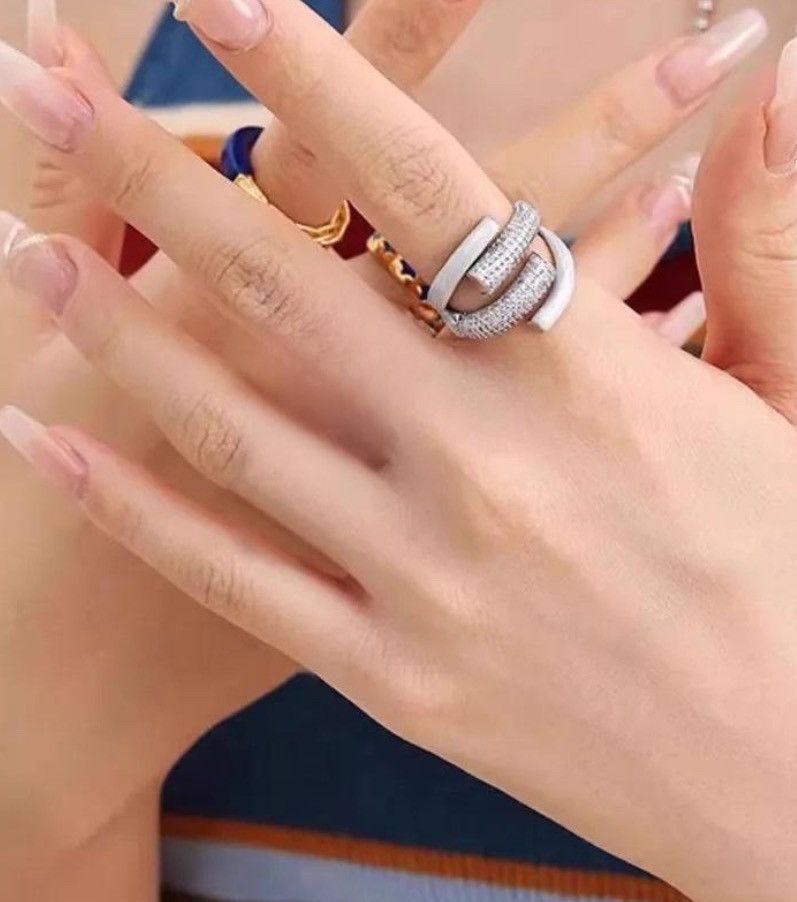 Jewelry Hollow Multilayer Zircon Drip Glaze Enamel Rings Size ONE SIZE - 2 Thumbnail