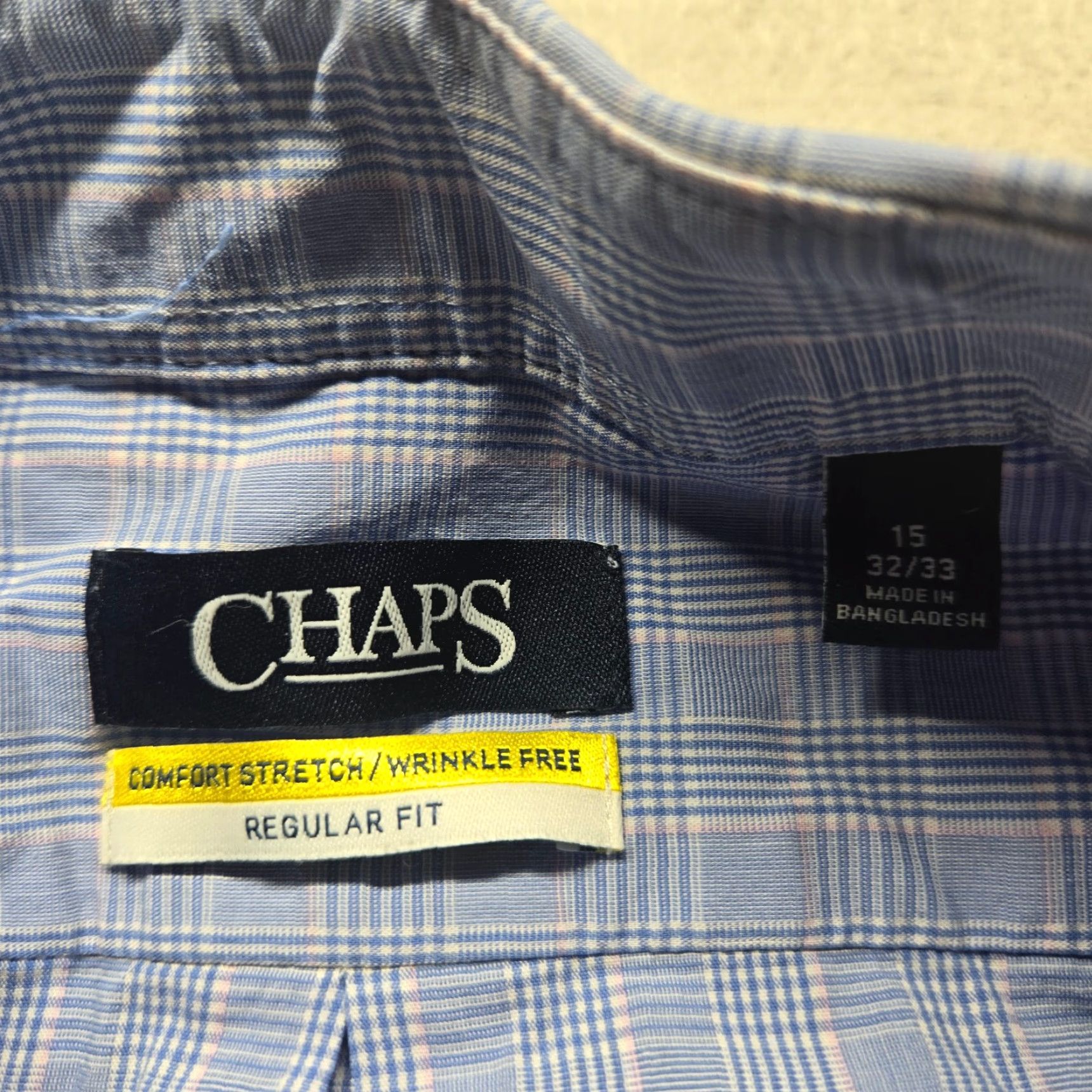 Chaps VINTAGE? Chaps Blue Plaid Shirt Stretch Regular Fit Men 15" 32/33" Blue ChecK Shirt 15 Mens Size US M / EU 48-50 / 2 - 2 Thumbnail