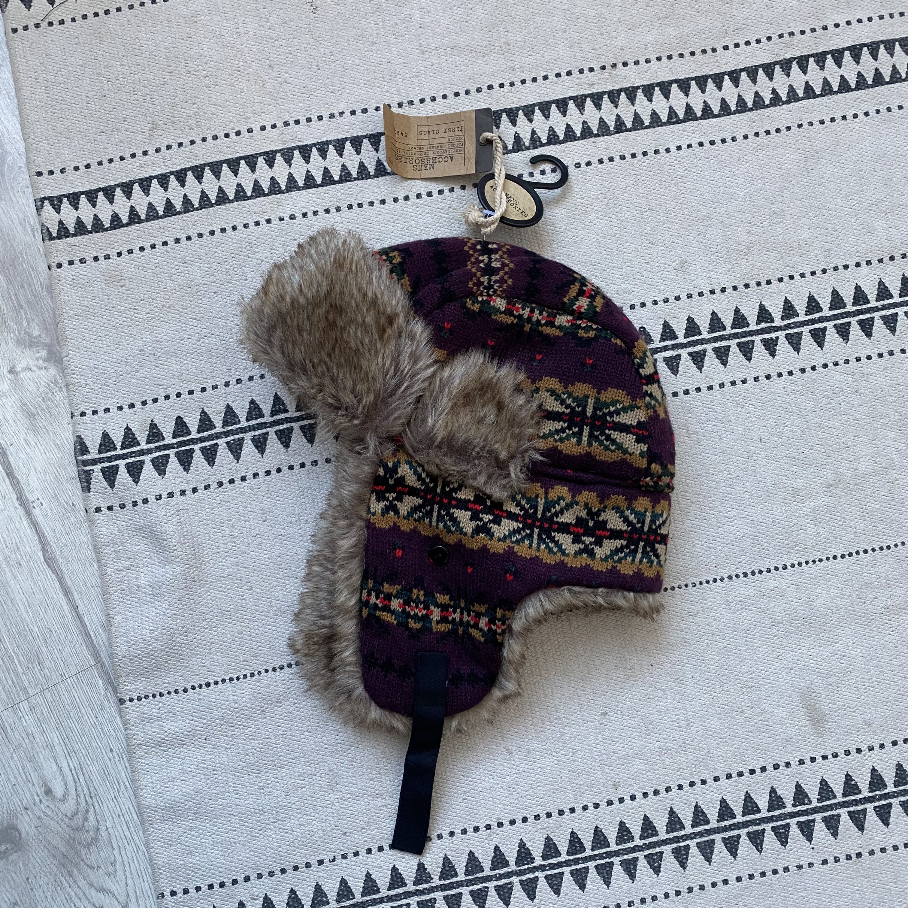 Japanese Brand Knit Trapper Faux Fur Ushanka Winter Hat Y2K Vintage Size ONE SIZE - 5 Thumbnail